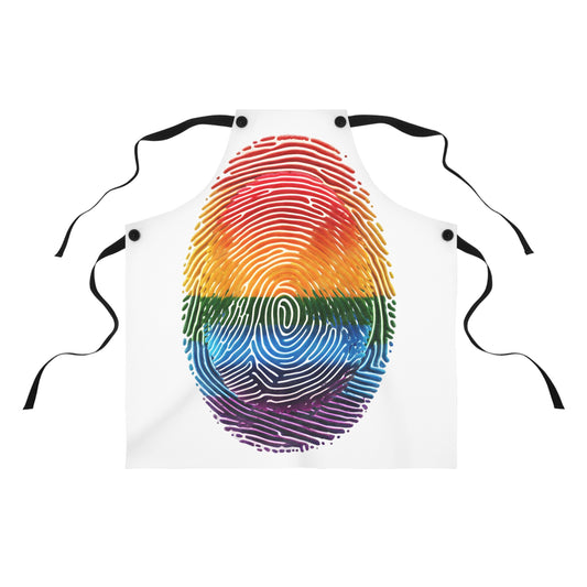 Vibrant LGBT Rainbow Fingerprint Apron, Personalized Kitchen Gift, Pride-Themed Cooking Apron, Unique Foodie Wear, Great for Baking & BBQ