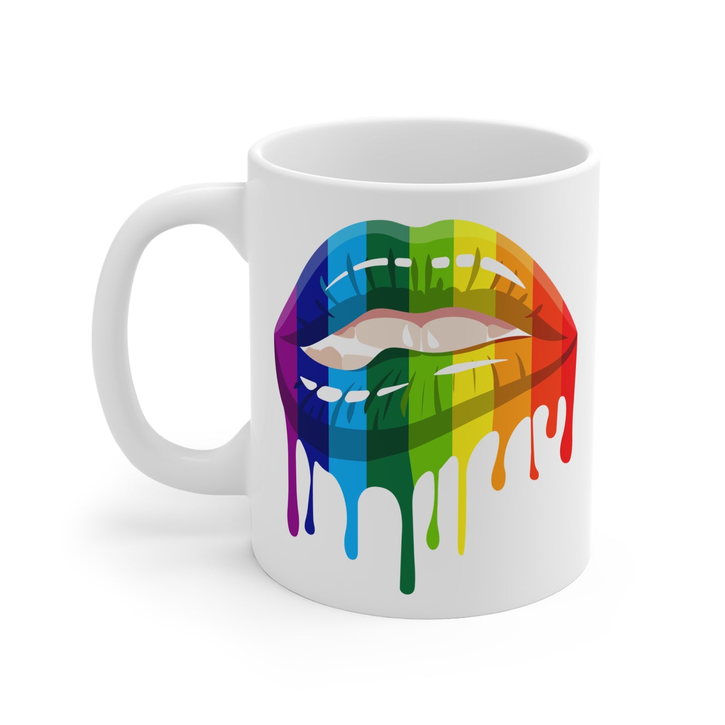 Vibrant Lip Color Ceramic Mug, Rainbow Mug, LGBTQ Pride Gift, Colorful Coffee Cup, Artisanal Drinkware, Unique Gift for Friends