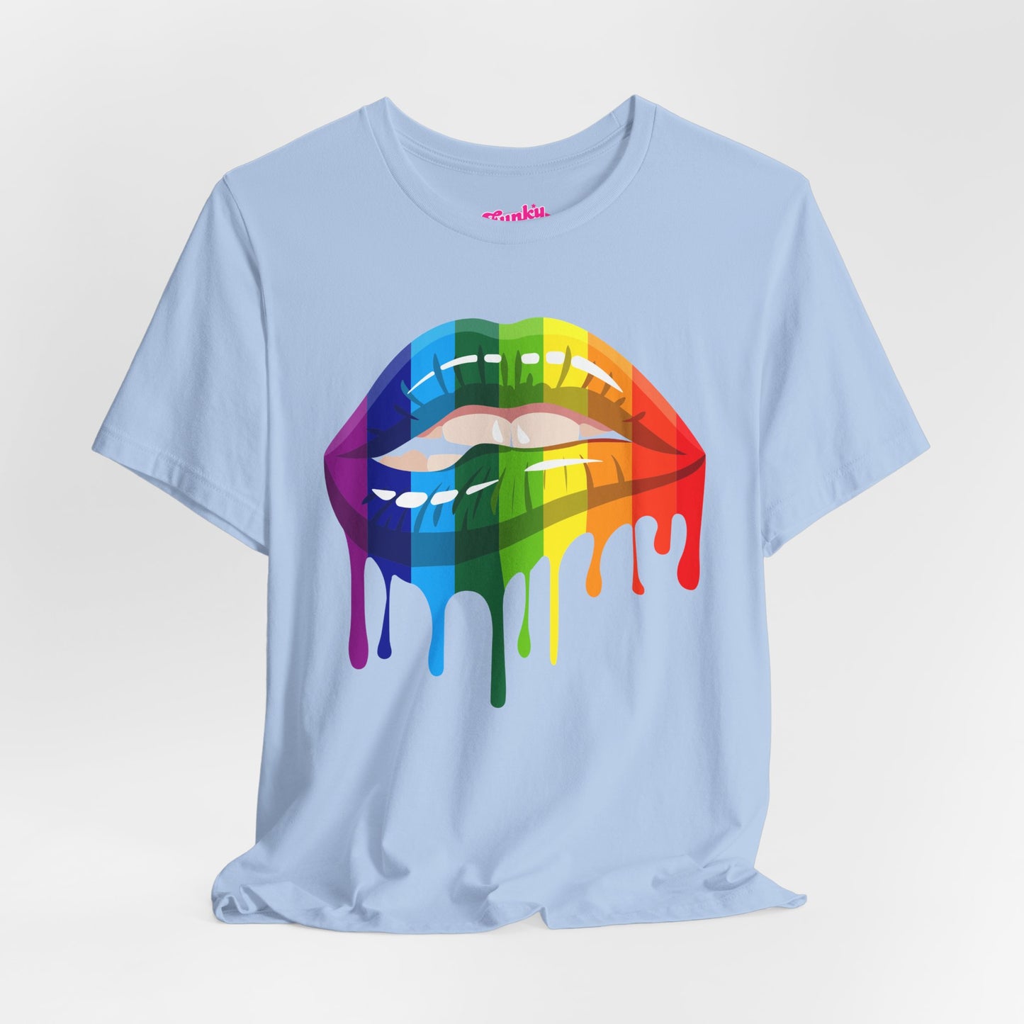 Rainbow Drip Kiss Tee, Pride Shirt, LGBTQ+ Apparel, Unisex Graphic Tee, Casual Wear