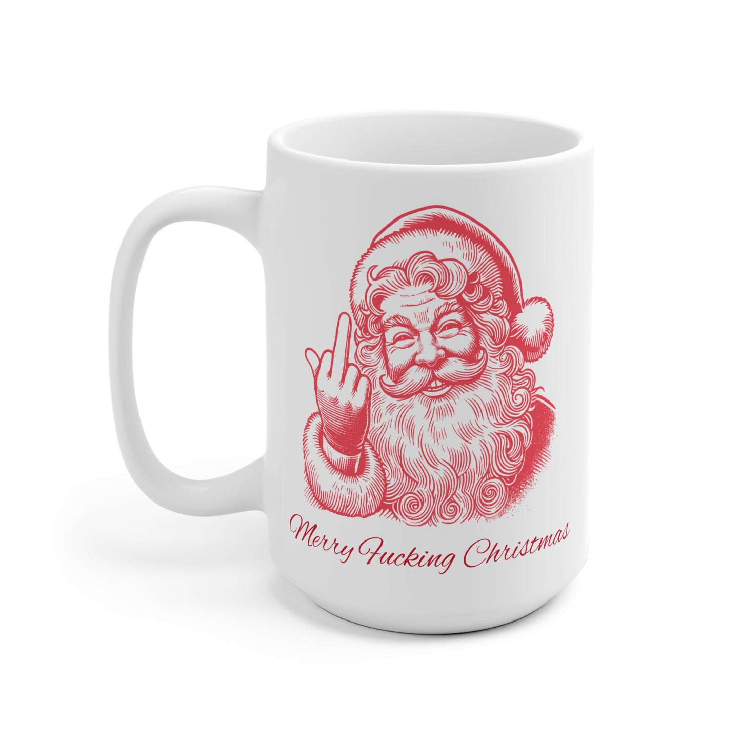 Humorous Christmas Ceramic Mug, Merry Fucking Christmas Gift, Funny Holiday Coffee Cup, Cute Gift for Grown-Ups, Novelty Drinkware