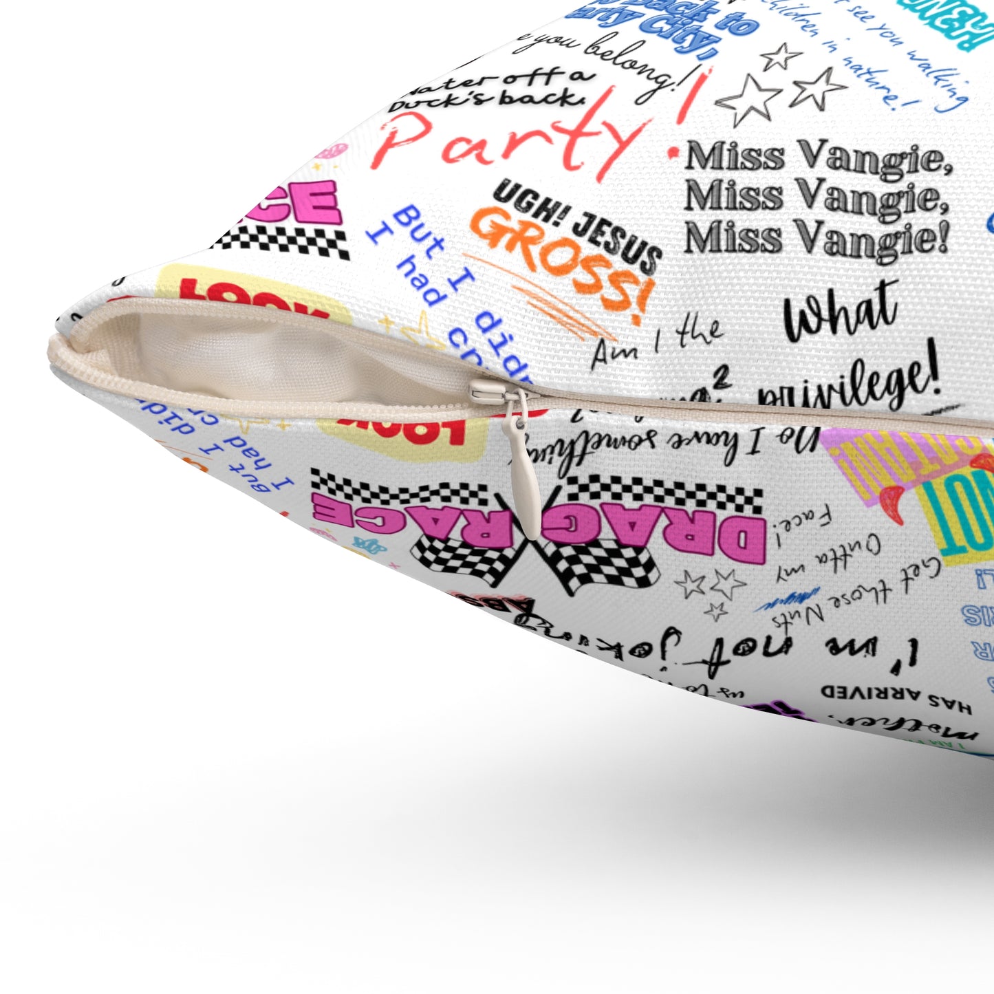 Drag Race US Queens Quotes Pillow for Fun Home Decor, Couch Cushion, Gift for Drag Race Fanatic.