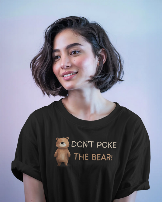 Graphic Tee - Playful Grizzly Bear Print - Don't Poke the Bear