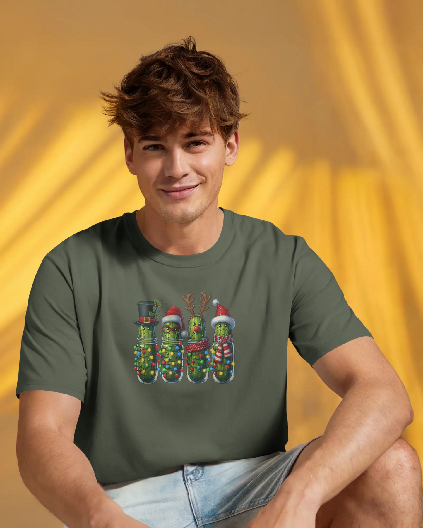 Festive Pickle T-Shirt, Fun Holiday Tee, Great for Christmas Parties, Unique Gift for Food Lovers, Quirky Holiday Apparel