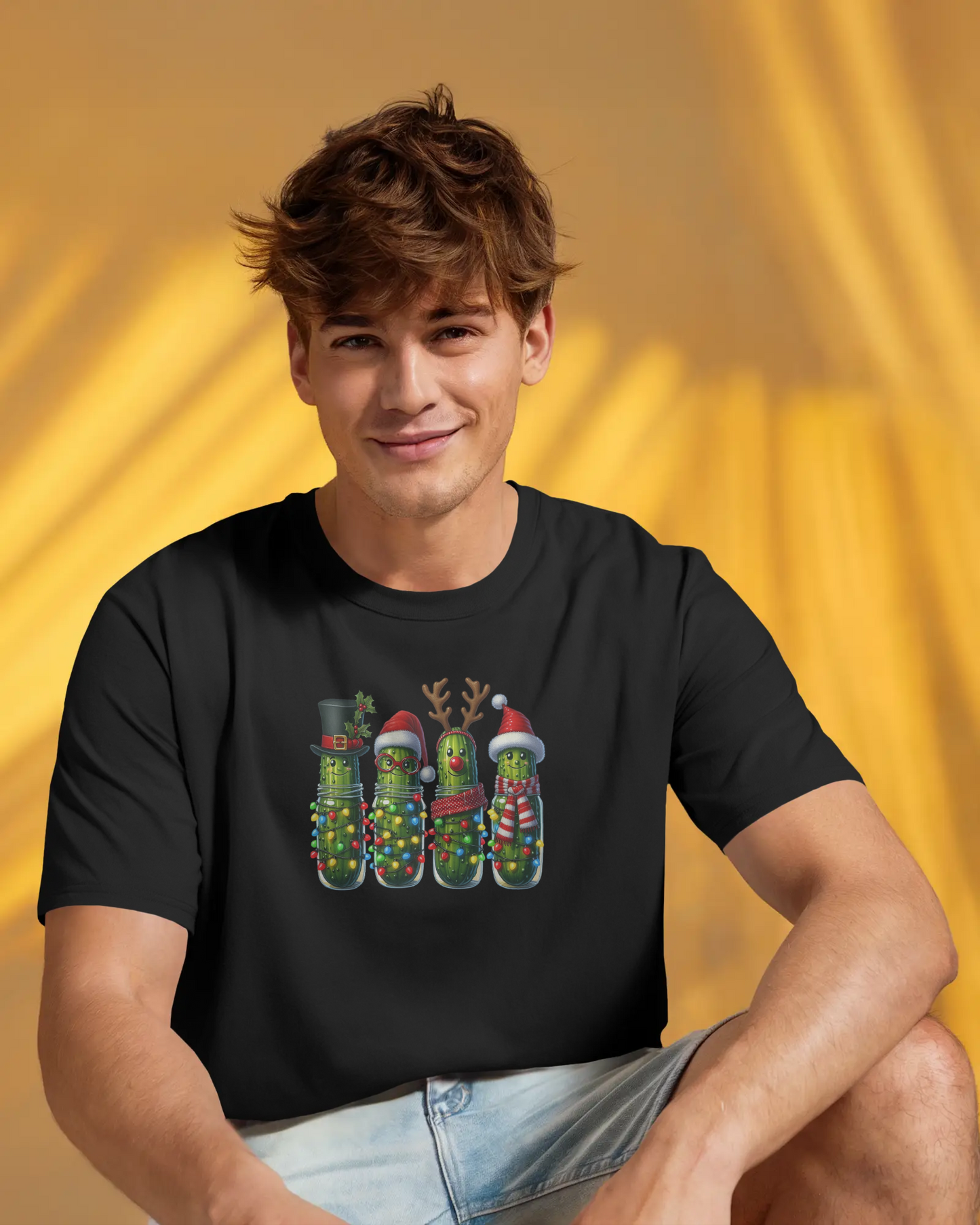 Festive Pickle T-Shirt, Fun Holiday Tee, Great for Christmas Parties, Unique Gift for Food Lovers, Quirky Holiday Apparel