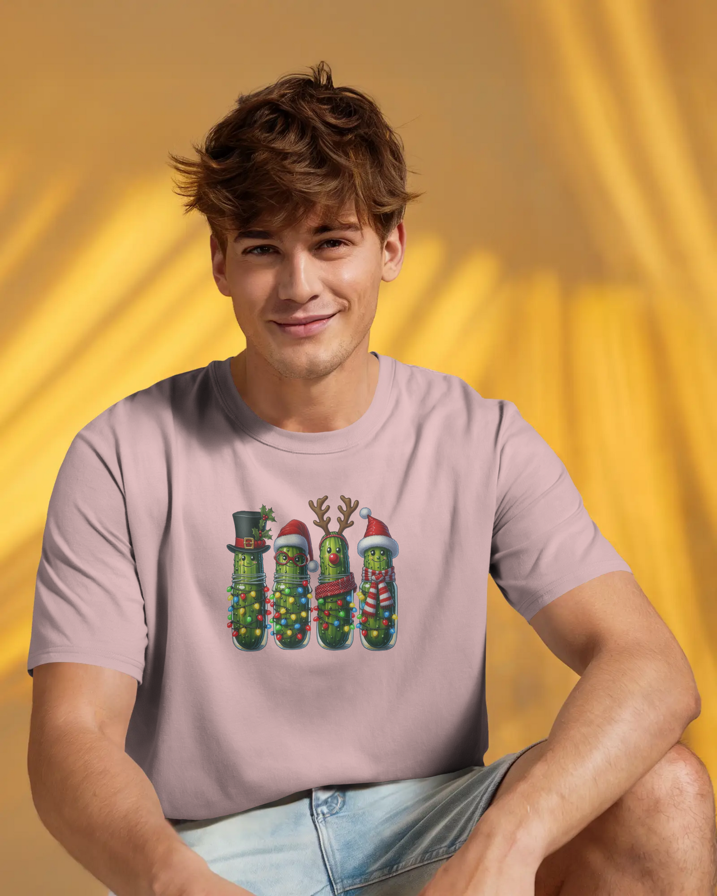 Festive Pickle T-Shirt, Fun Holiday Tee, Great for Christmas Parties, Unique Gift for Food Lovers, Quirky Holiday Apparel