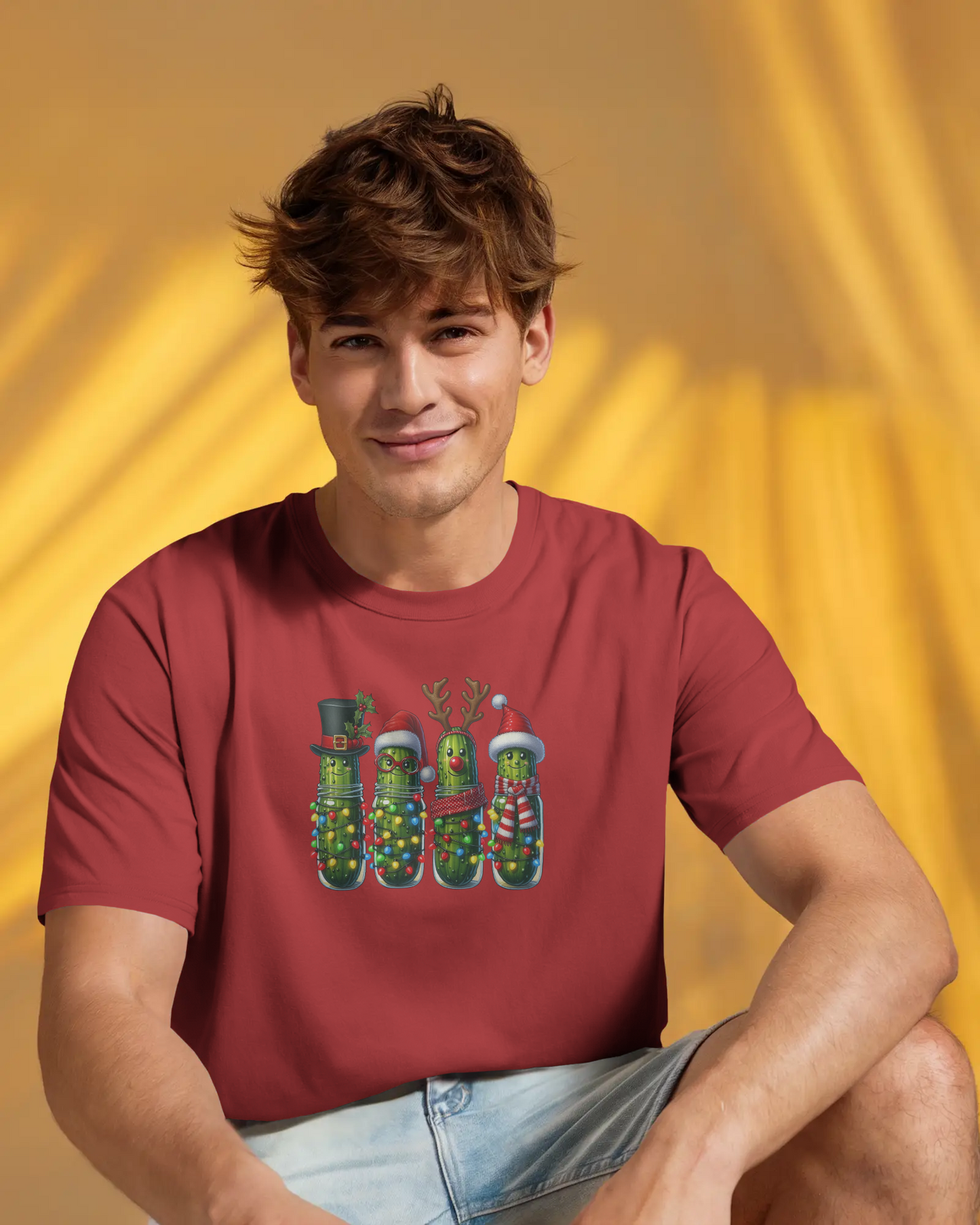 Festive Pickle T-Shirt, Fun Holiday Tee, Great for Christmas Parties, Unique Gift for Food Lovers, Quirky Holiday Apparel