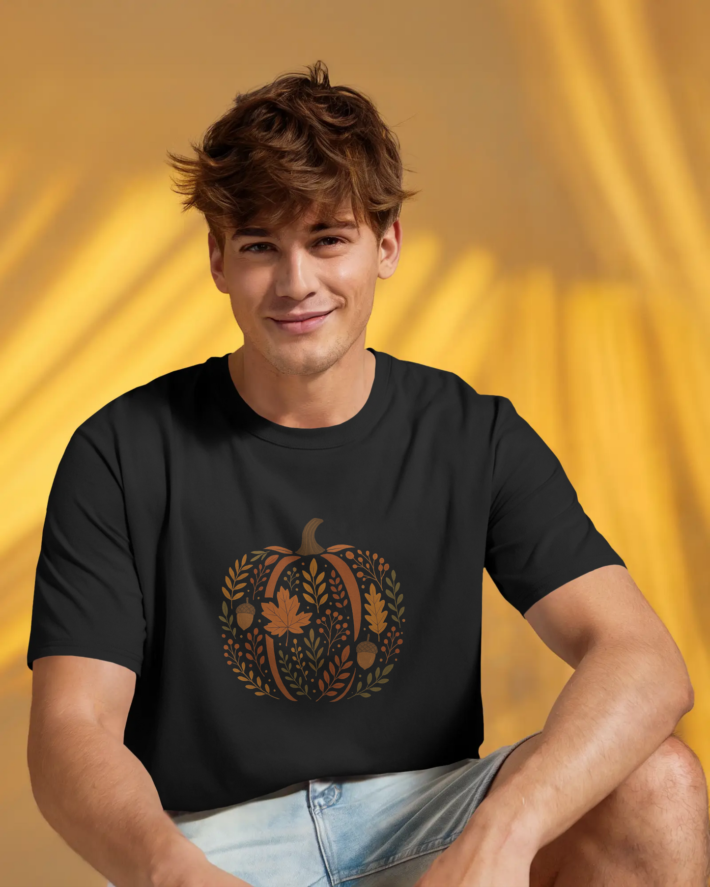 Autumn Pumpkin Tee, Fall Harvest Shirt, Unisex Short Sleeve T-shirt, Thanksgiving Apparel, Cozy Autumn Vibes