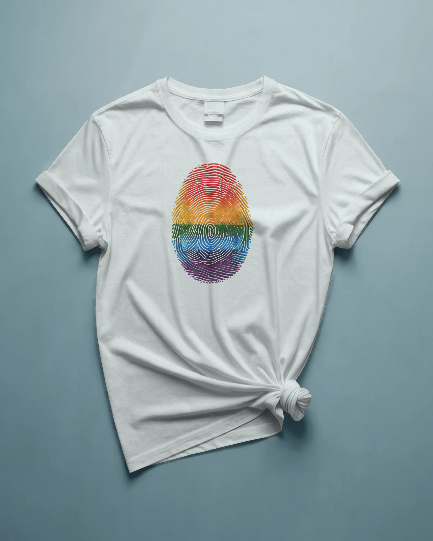 Pride Rainbow Finger Print Tee | Unisex Short Sleeve T-Shirt for LGBTQ+ Celebrations, Summer Vibes, Gift, Casual Wear
