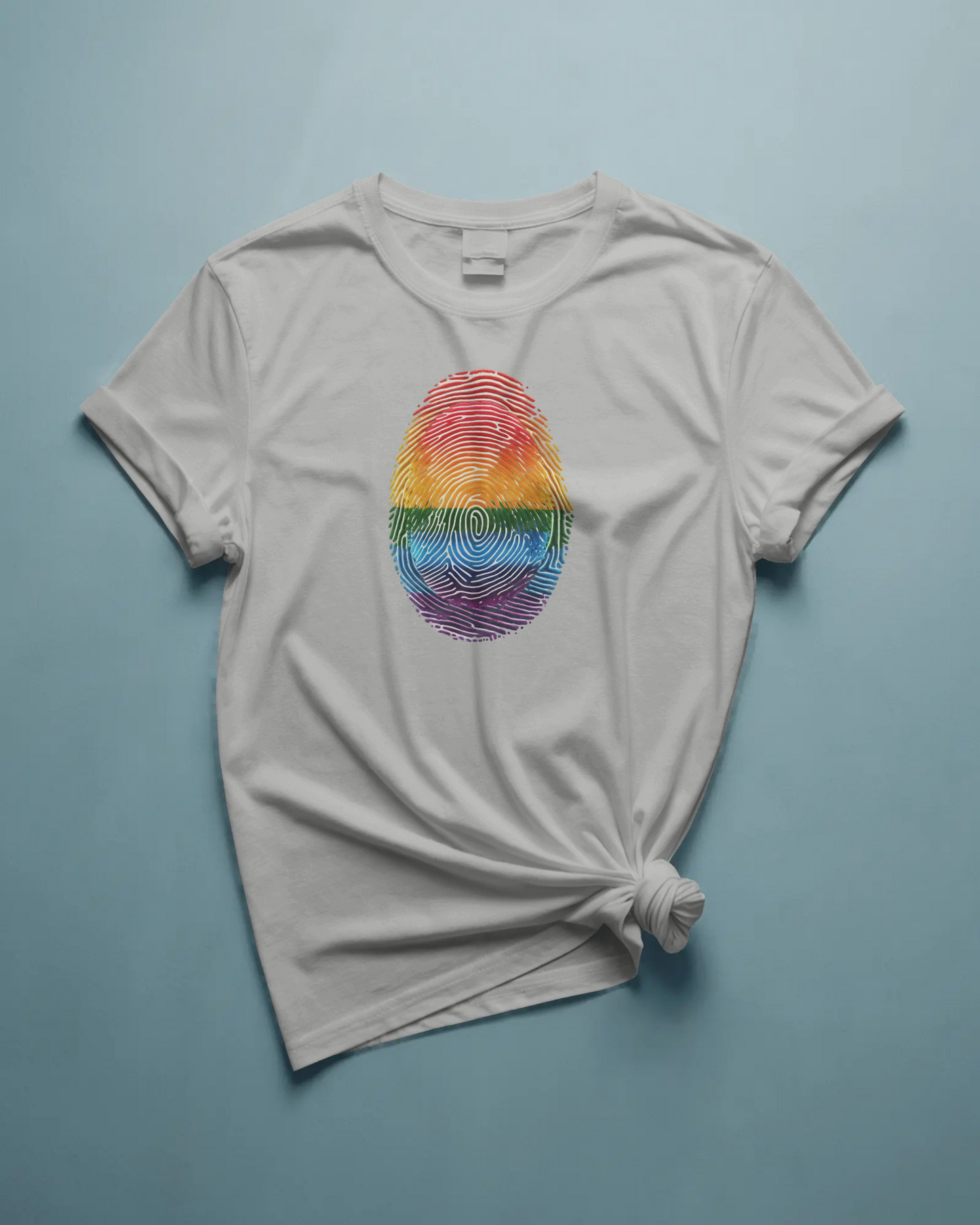 Pride Rainbow Finger Print Tee | Unisex Short Sleeve T-Shirt for LGBTQ+ Celebrations, Summer Vibes, Gift, Casual Wear