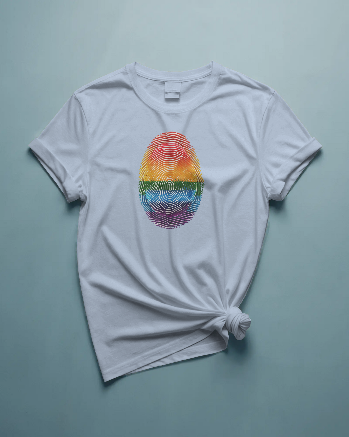 Pride Rainbow Finger Print Tee | Unisex Short Sleeve T-Shirt for LGBTQ+ Celebrations, Summer Vibes, Gift, Casual Wear