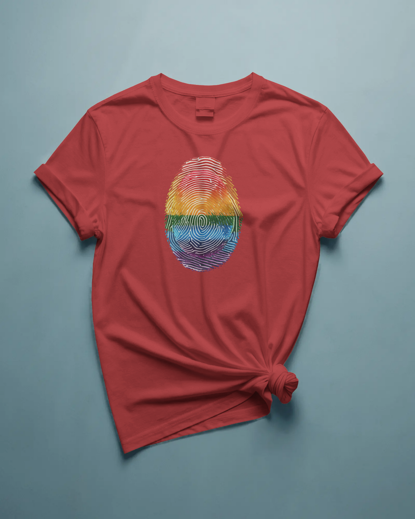 Pride Rainbow Finger Print Tee | Unisex Short Sleeve T-Shirt for LGBTQ+ Celebrations, Summer Vibes, Gift, Casual Wear