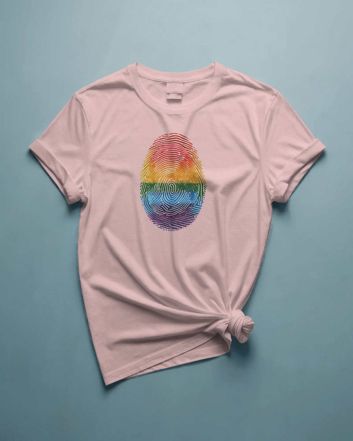 Pride Rainbow Finger Print Tee | Unisex Short Sleeve T-Shirt for LGBTQ+ Celebrations, Summer Vibes, Gift, Casual Wear