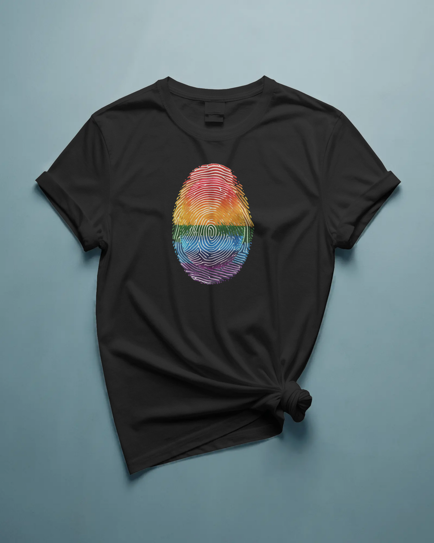Pride Rainbow Finger Print Tee | Unisex Short Sleeve T-Shirt for LGBTQ+ Celebrations, Summer Vibes, Gift, Casual Wear