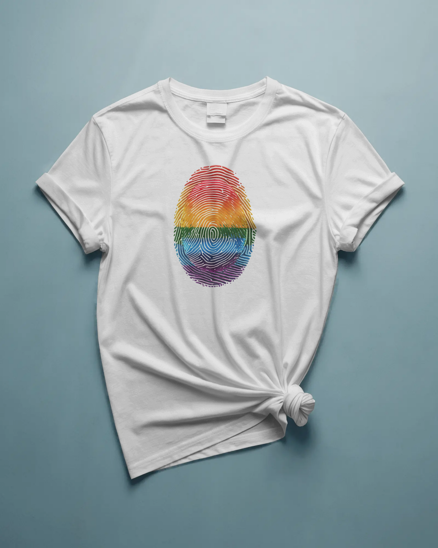 Pride Rainbow Finger Print Tee | Unisex Short Sleeve T-Shirt for LGBTQ+ Celebrations, Summer Vibes, Gift, Casual Wear