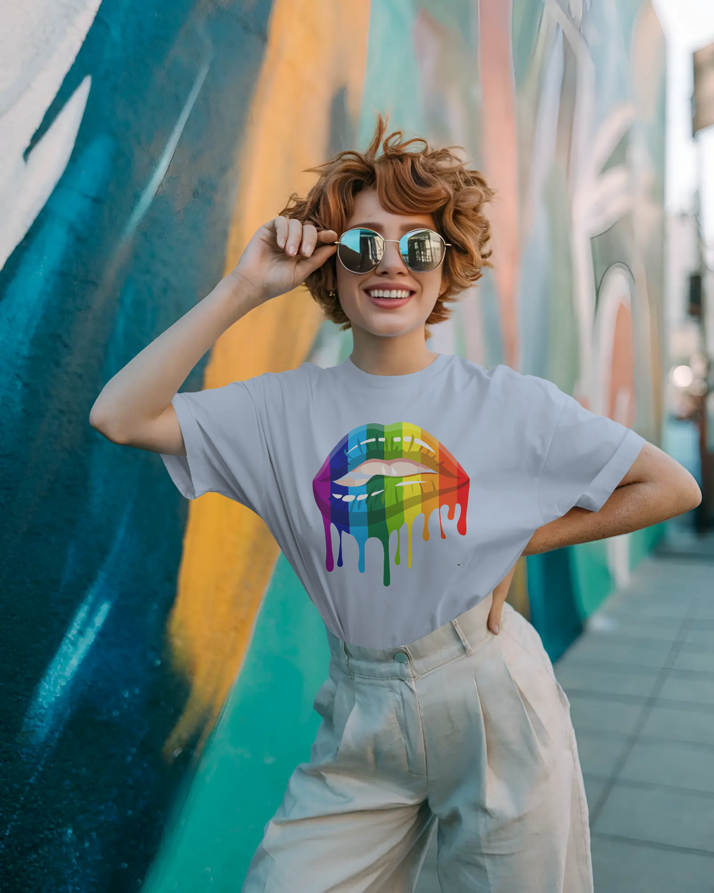 Rainbow Drip Kiss Tee, Pride Shirt, LGBTQ+ Apparel, Unisex Graphic Tee, Casual Wear