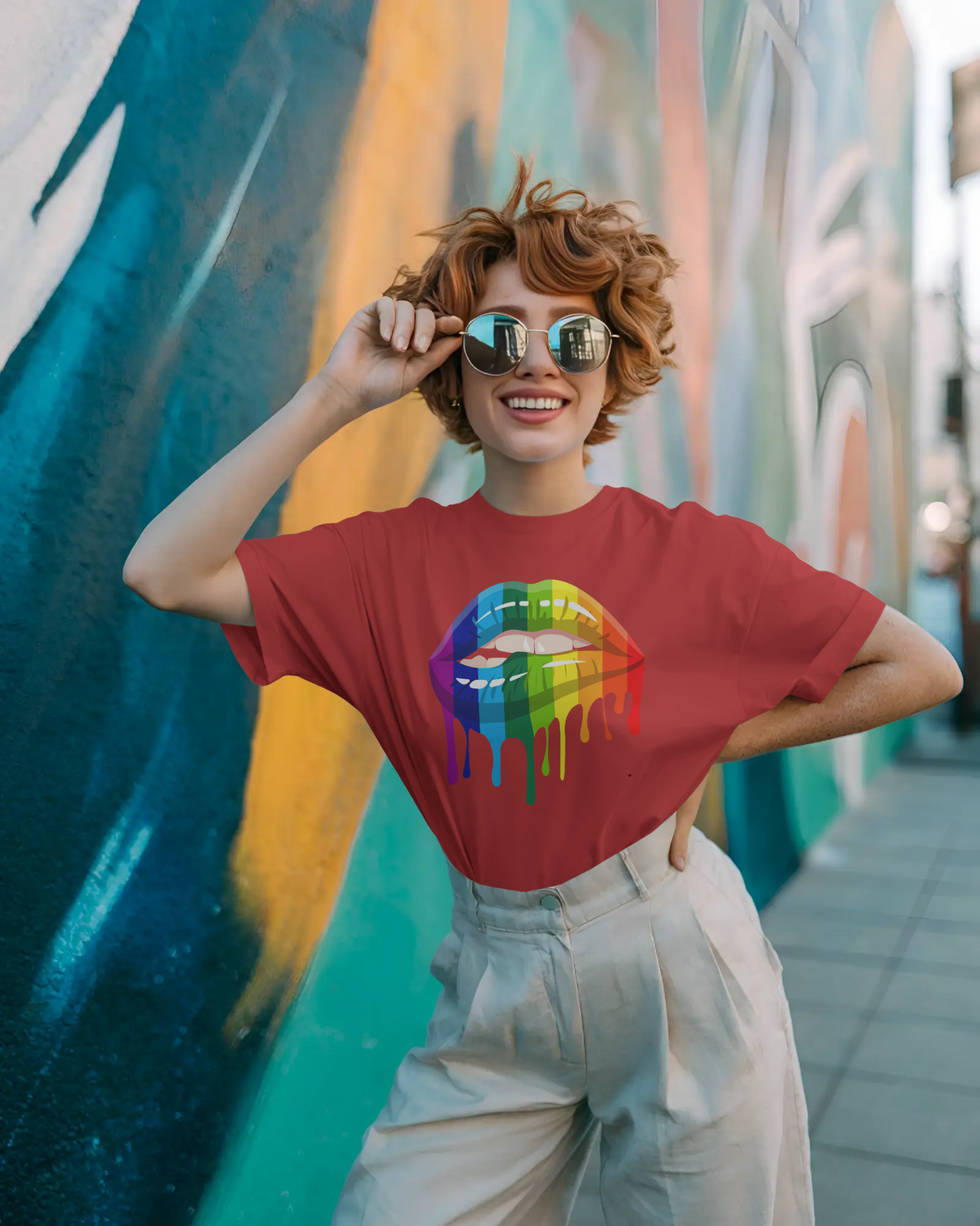Rainbow Drip Kiss Tee, Pride Shirt, LGBTQ+ Apparel, Unisex Graphic Tee, Casual Wear