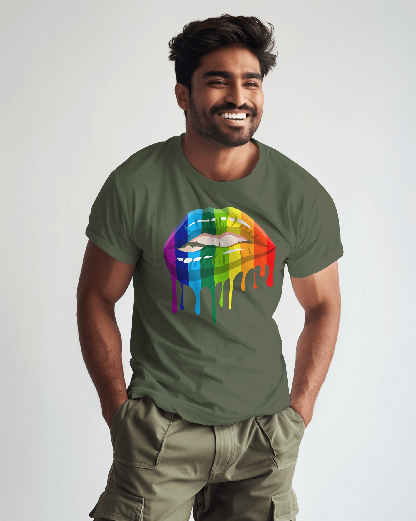 Rainbow Drip Kiss Tee, Pride Shirt, LGBTQ+ Apparel, Unisex Graphic Tee, Casual Wear