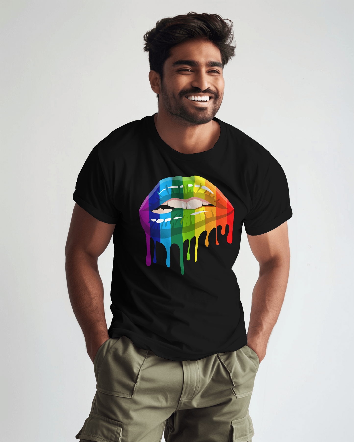 Rainbow Drip Kiss Tee, Pride Shirt, LGBTQ+ Apparel, Unisex Graphic Tee, Casual Wear
