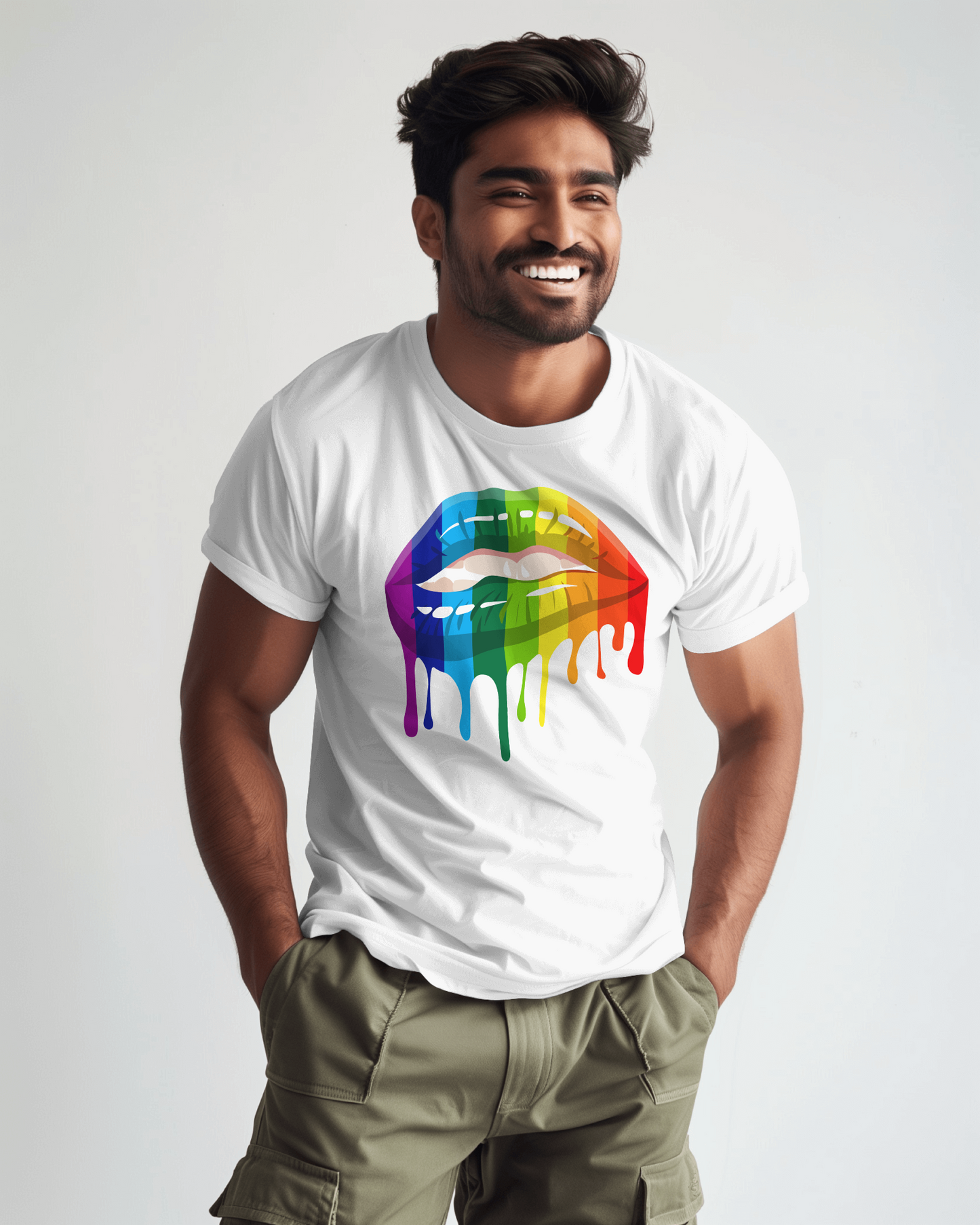Rainbow Drip Kiss Tee, Pride Shirt, LGBTQ+ Apparel, Unisex Graphic Tee, Casual Wear