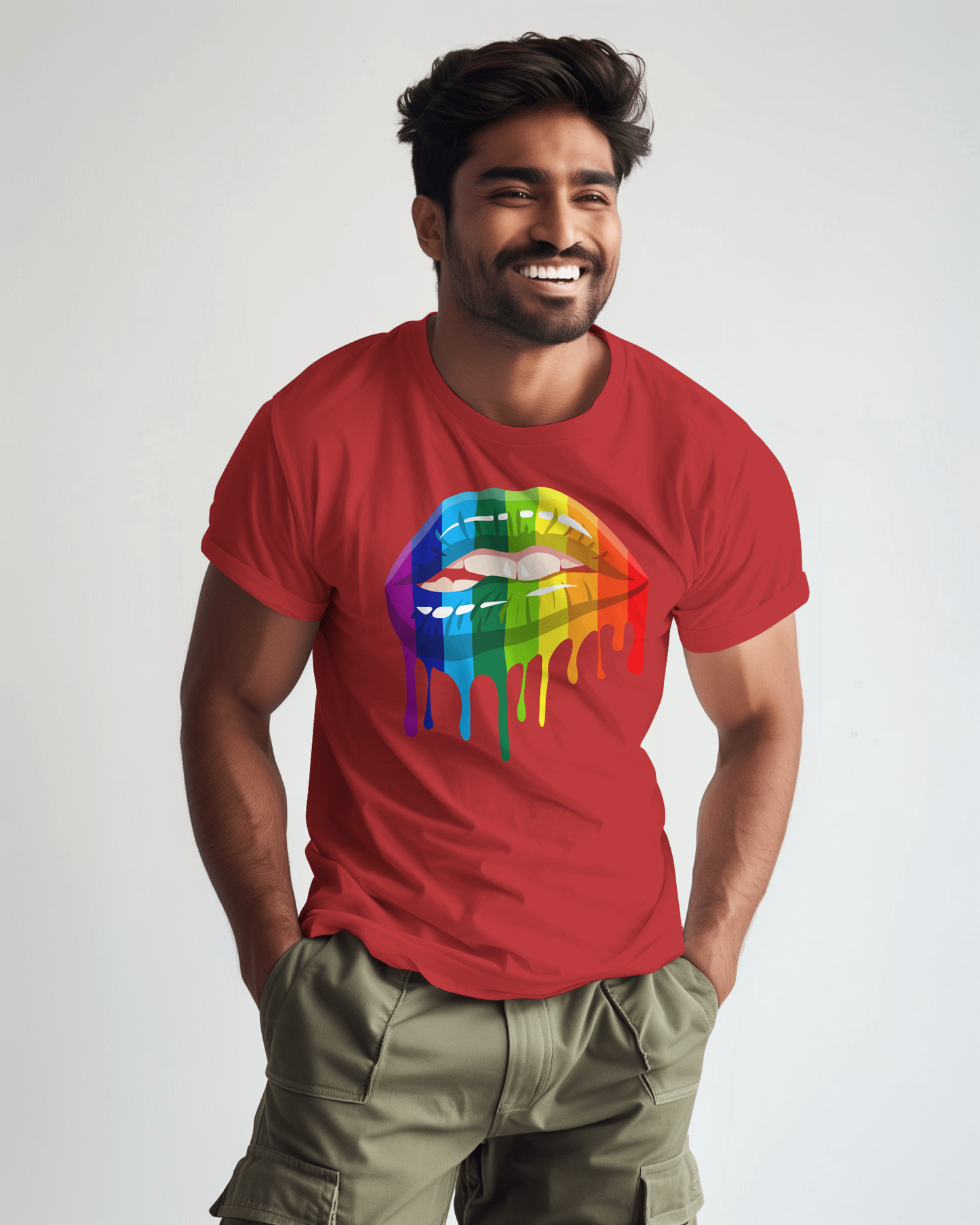 Rainbow Drip Kiss Tee, Pride Shirt, LGBTQ+ Apparel, Unisex Graphic Tee, Casual Wear