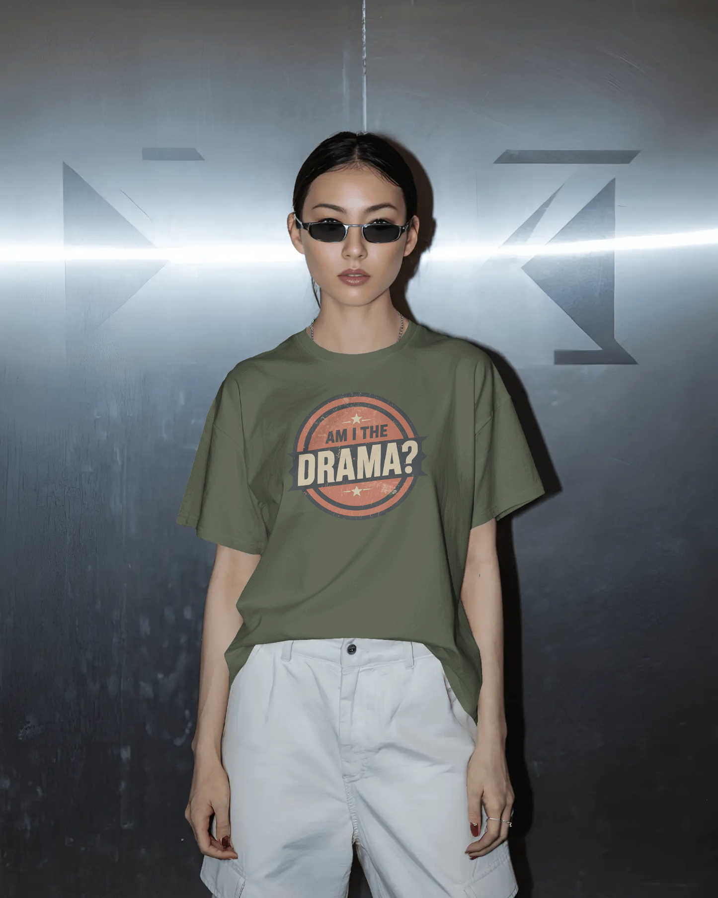 Circular logo with 'Am I The Drama?' text on a white background Am I the Drama? - Short Sleeve Tee - Funny T-Shirt for Social Events, Gift for Friends, Casual Wear, Birthday Present, and Drama Lovers