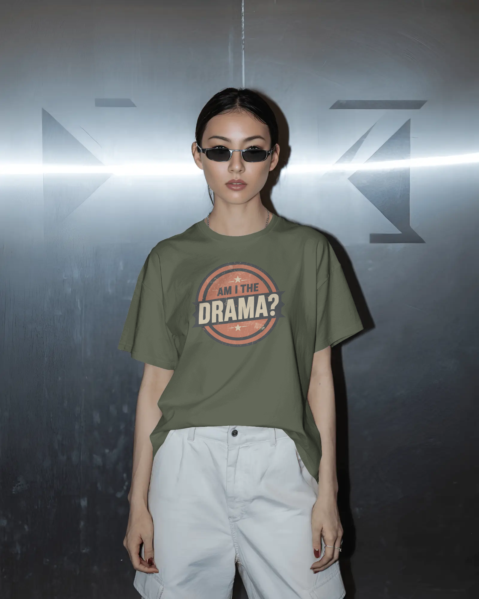 Circular logo with 'Am I The Drama?' text on a white background Am I the Drama? - Short Sleeve Tee - Funny T-Shirt for Social Events, Gift for Friends, Casual Wear, Birthday Present, and Drama Lovers