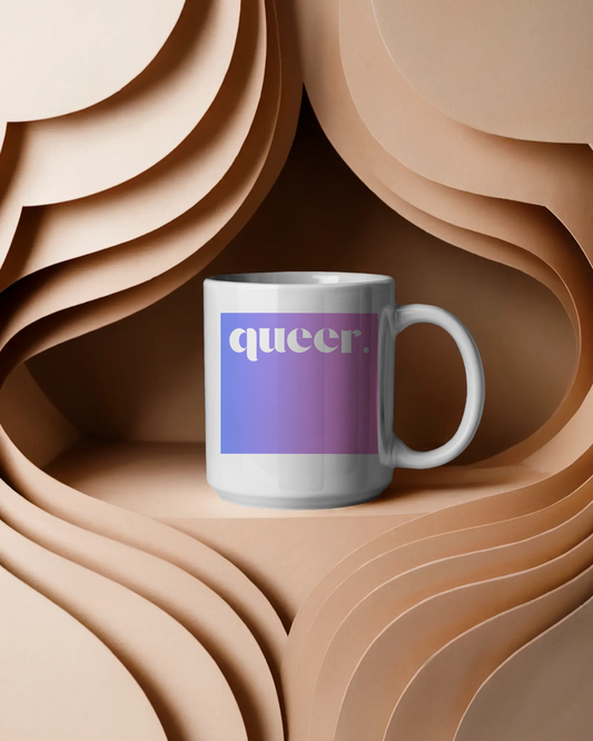 Queer Pride Ceramic Mug | LGBTQ+ Gift | Rainbow Mug for Coffee Lovers | Inspirational Drinkware | Fun Queer Art