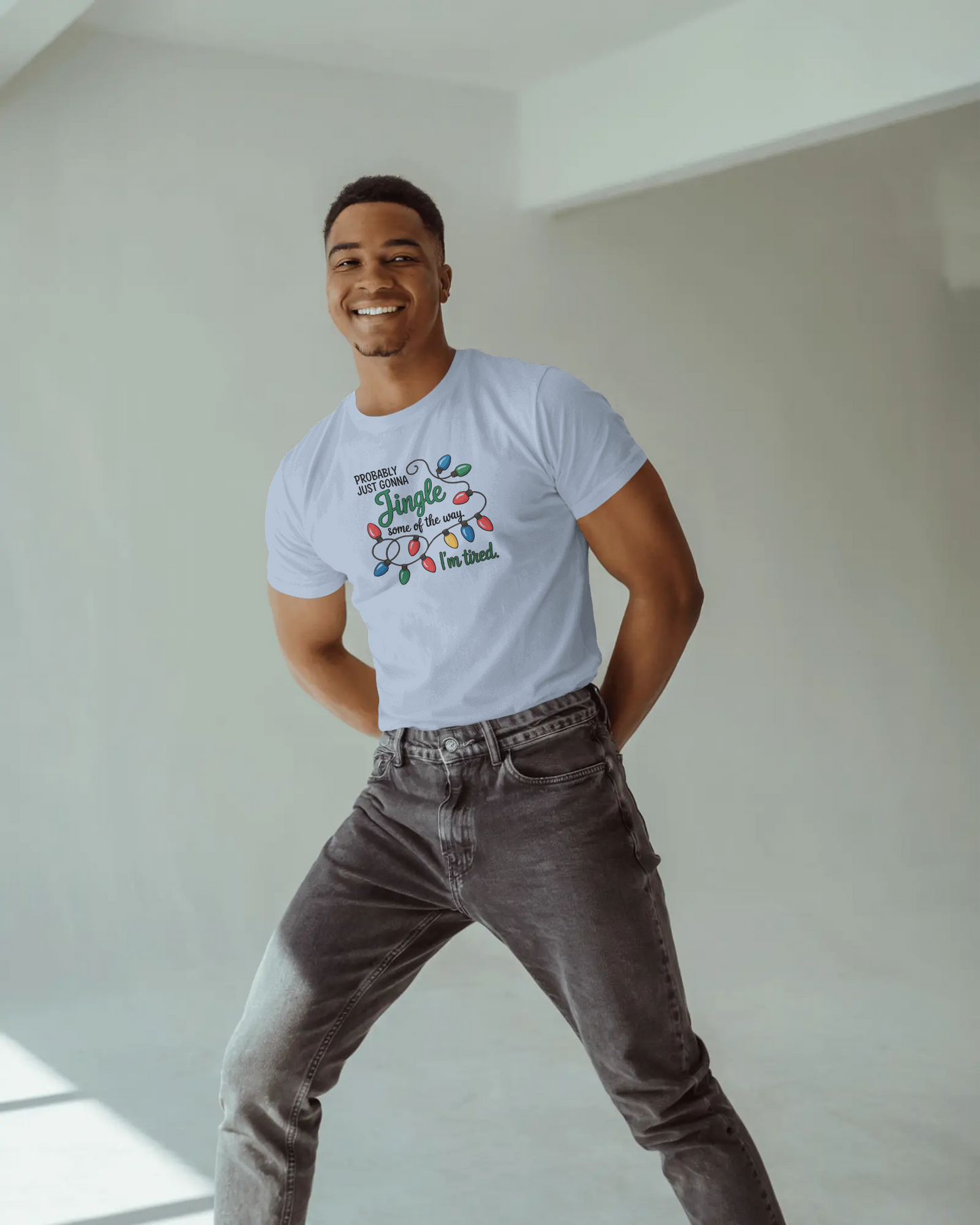 Funny Holiday Tee, Jingle Lights T-Shirt, Christmas Apparel, Unisex Gift, Tired Holiday T-Shirt, Casual Winter Wear