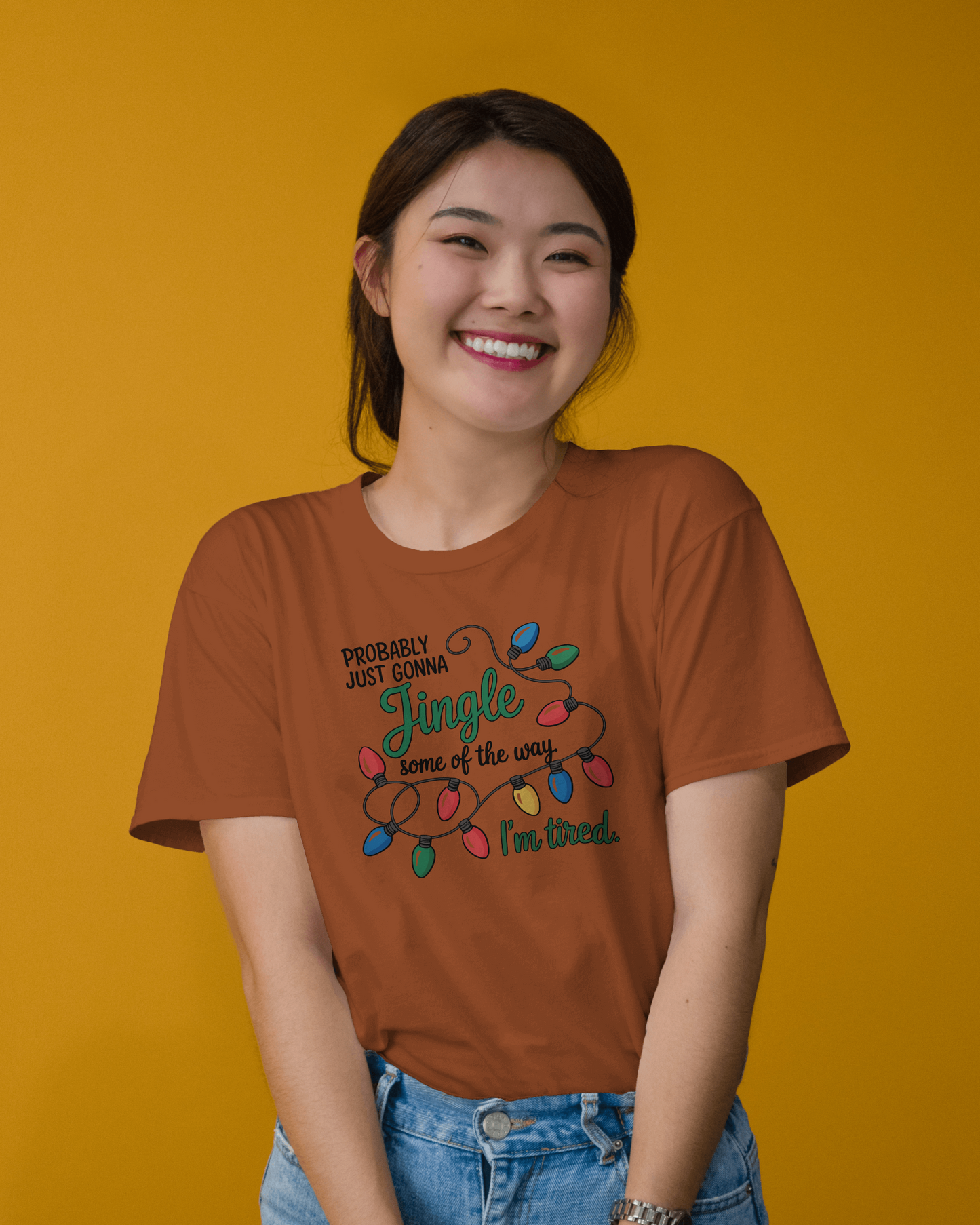 Funny Holiday Tee, Jingle Lights T-Shirt, Christmas Apparel, Unisex Gift, Tired Holiday T-Shirt, Casual Winter Wear