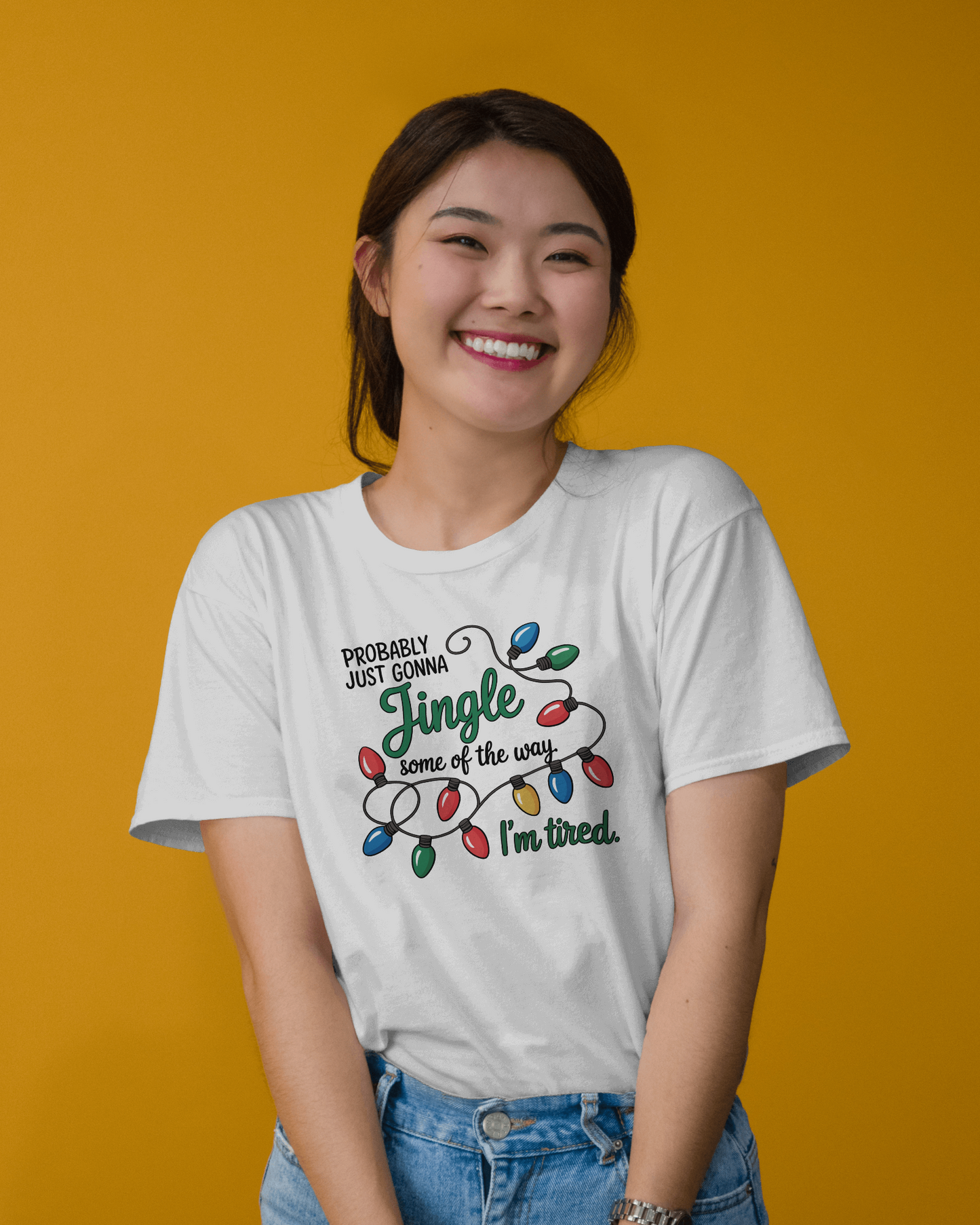 Funny Holiday Tee, Jingle Lights T-Shirt, Christmas Apparel, Unisex Gift, Tired Holiday T-Shirt, Casual Winter Wear