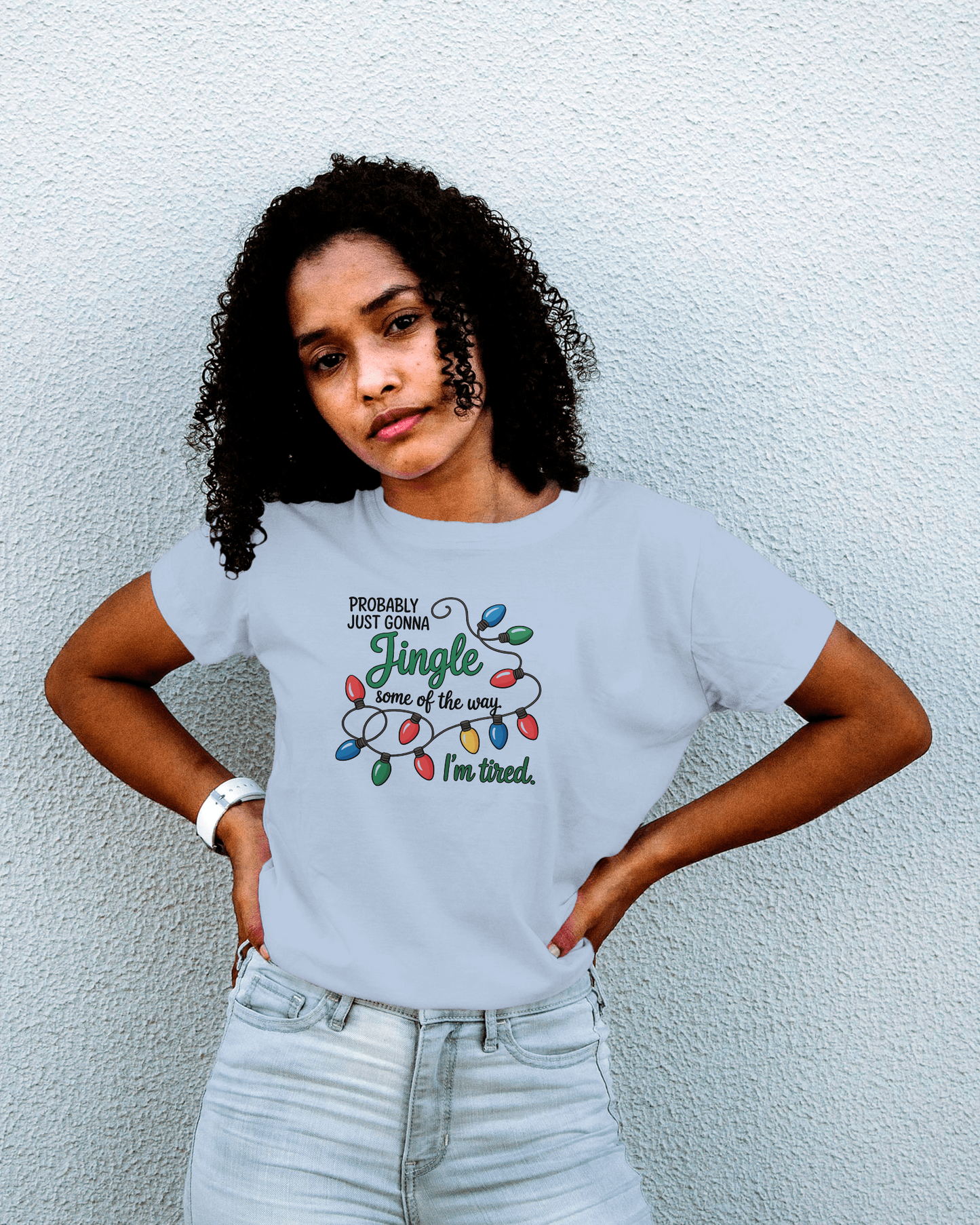 Funny Holiday Tee, Jingle Lights T-Shirt, Christmas Apparel, Unisex Gift, Tired Holiday T-Shirt, Casual Winter Wear