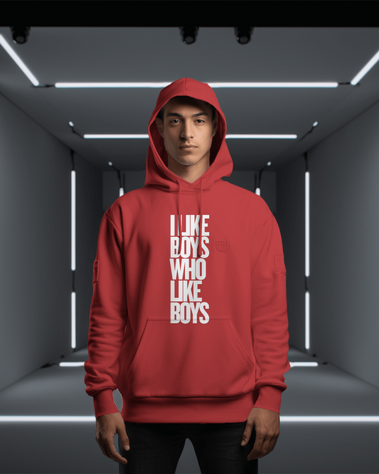 I Like Boys Hooded Sweatshirt - Cozy LGBTQ+ Hoodie, Pride Gift, Unisex Casual Wear, Statement Fashion, Comfortable Streetwear