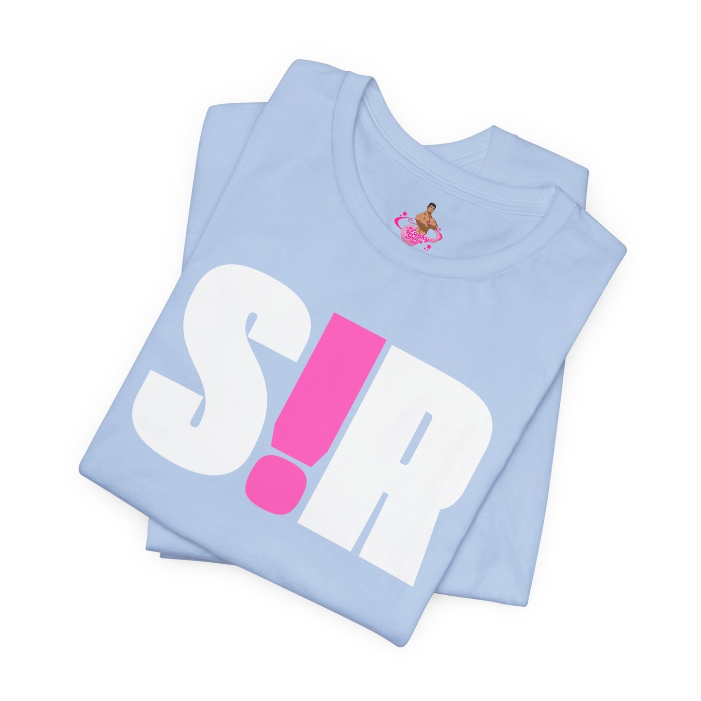 Light blue t-shirt with 'SIR' print on a white background Kink, LGBTQIA+, Queer Sub Dom