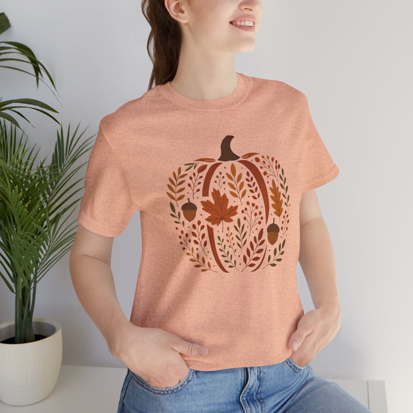 Autumn Pumpkin Tee, Fall Harvest Shirt, Unisex Short Sleeve T-shirt, Thanksgiving Apparel, Cozy Autumn Vibes