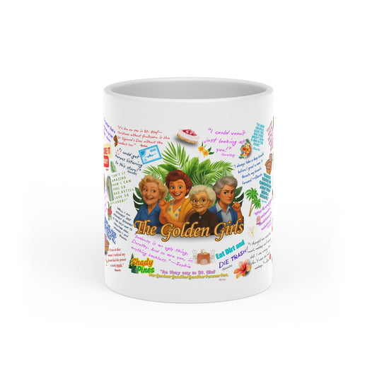 Golden Girls Heart-Shaped Mug, Perfect Gift for Fans, Cute Kitchen Decor, Retro Coffee Cup, Birthday, Friendship, Pop Culture Collectible