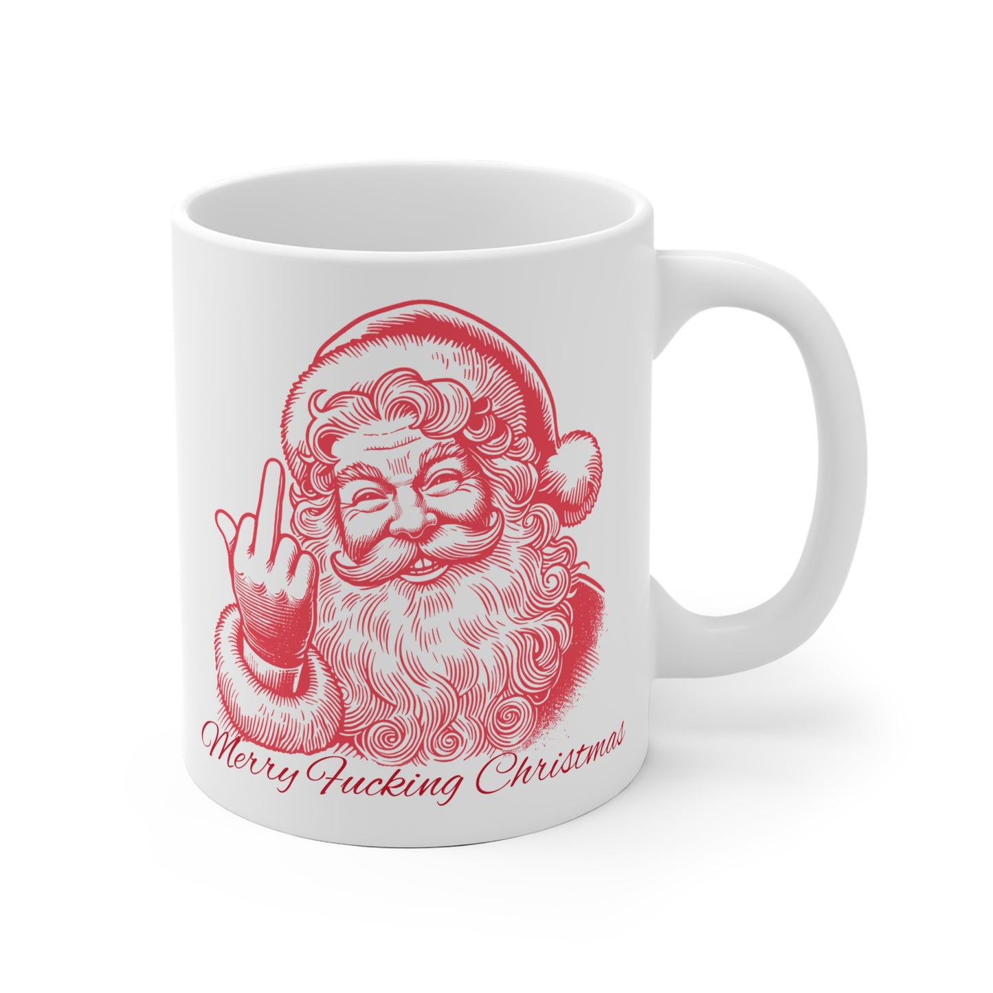 Humorous Christmas Ceramic Mug, Merry Fucking Christmas Gift, Funny Holiday Coffee Cup, Cute Gift for Grown-Ups, Novelty Drinkware