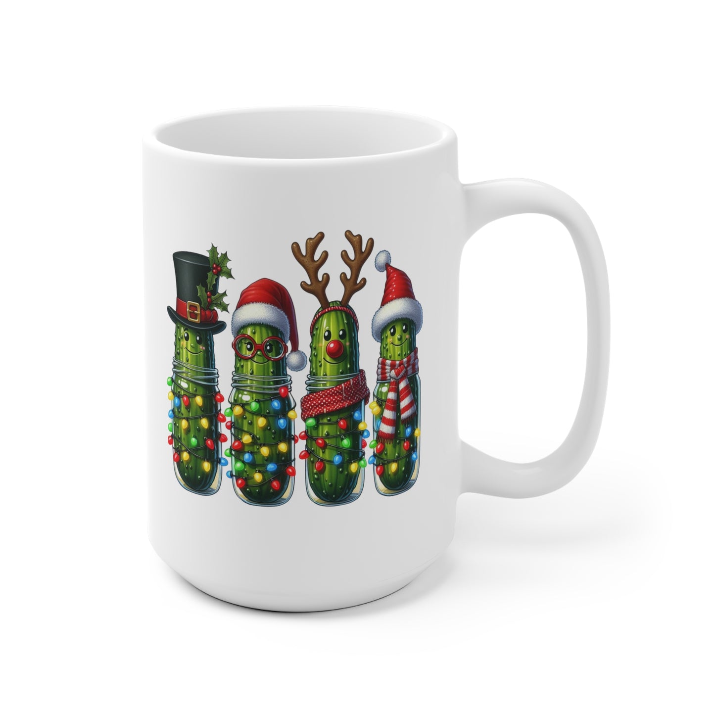 Festive Pickle Mug - Christmas Humor Gift, Holiday Drinkware, Cute Kitchen Decor, Funny Gift for Her, Seasonal Coffee Cup