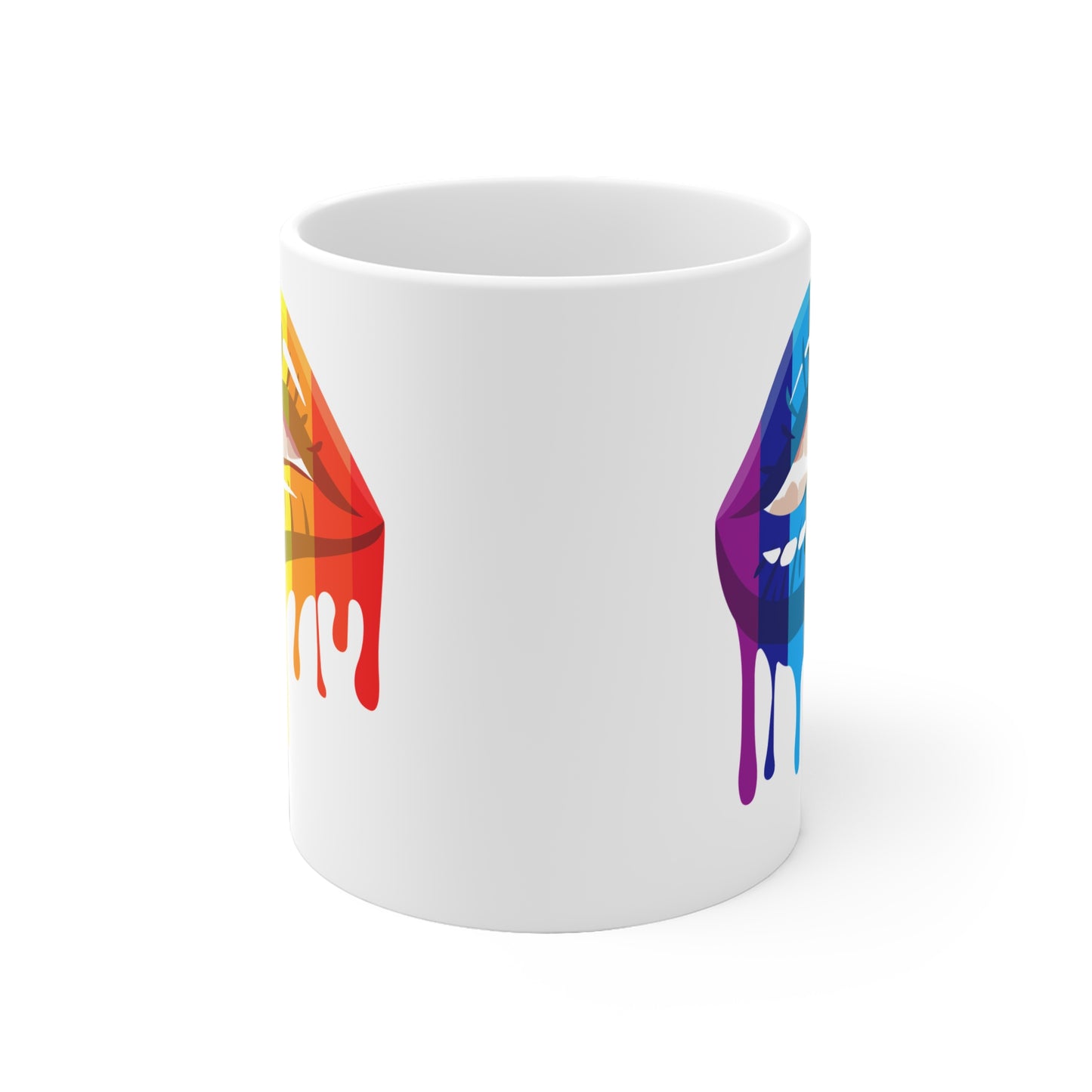 Vibrant Lip Color Ceramic Mug, Rainbow Mug, LGBTQ Pride Gift, Colorful Coffee Cup, Artisanal Drinkware, Unique Gift for Friends