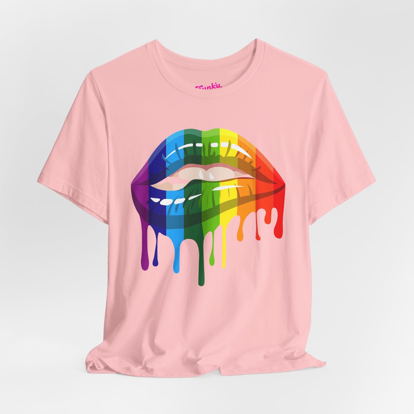 Rainbow Drip Kiss Tee, Pride Shirt, LGBTQ+ Apparel, Unisex Graphic Tee, Casual Wear