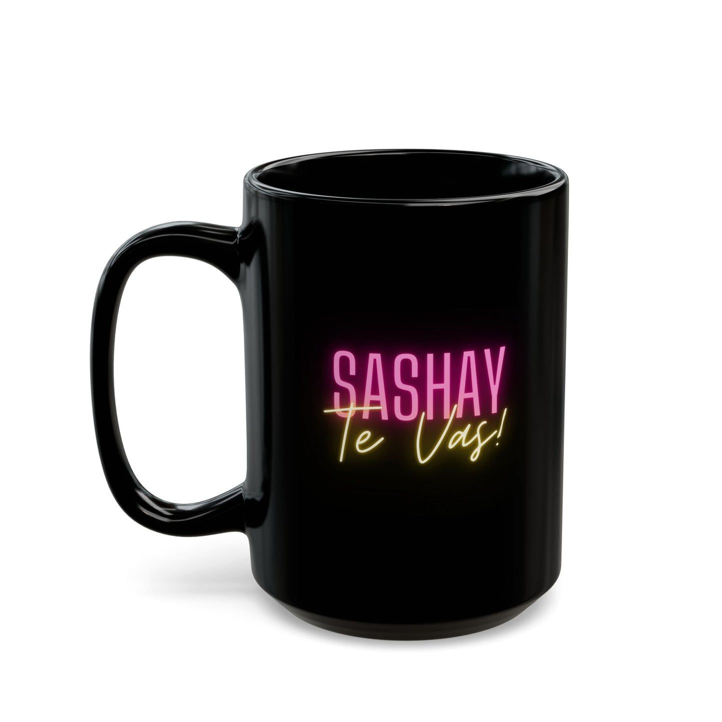 Black mug with colorful text on a white background Drag Race Spain, Drag Race Espana, Rupaul, Rupaul's Drag race, Drag Queens, LGBT, Queer culture