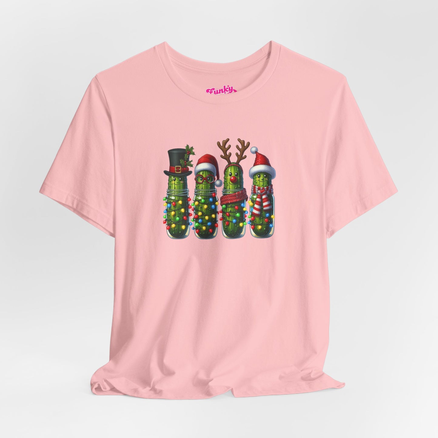 Festive Pickle T-Shirt, Fun Holiday Tee, Great for Christmas Parties, Unique Gift for Food Lovers, Quirky Holiday Apparel