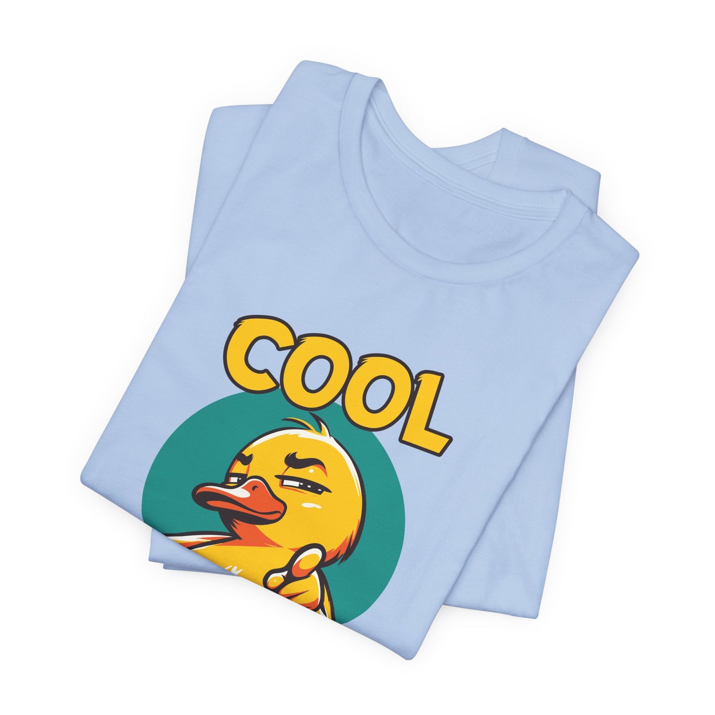 Light blue tank top with a yellow duck graphic and 'COOL' text on a white background