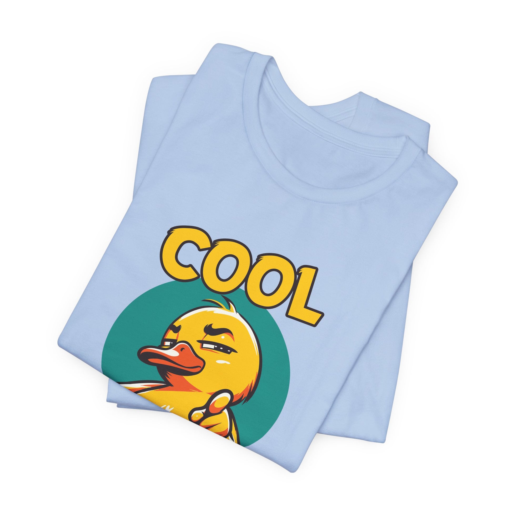 Light blue tank top with a yellow duck graphic and 'COOL' text on a white background