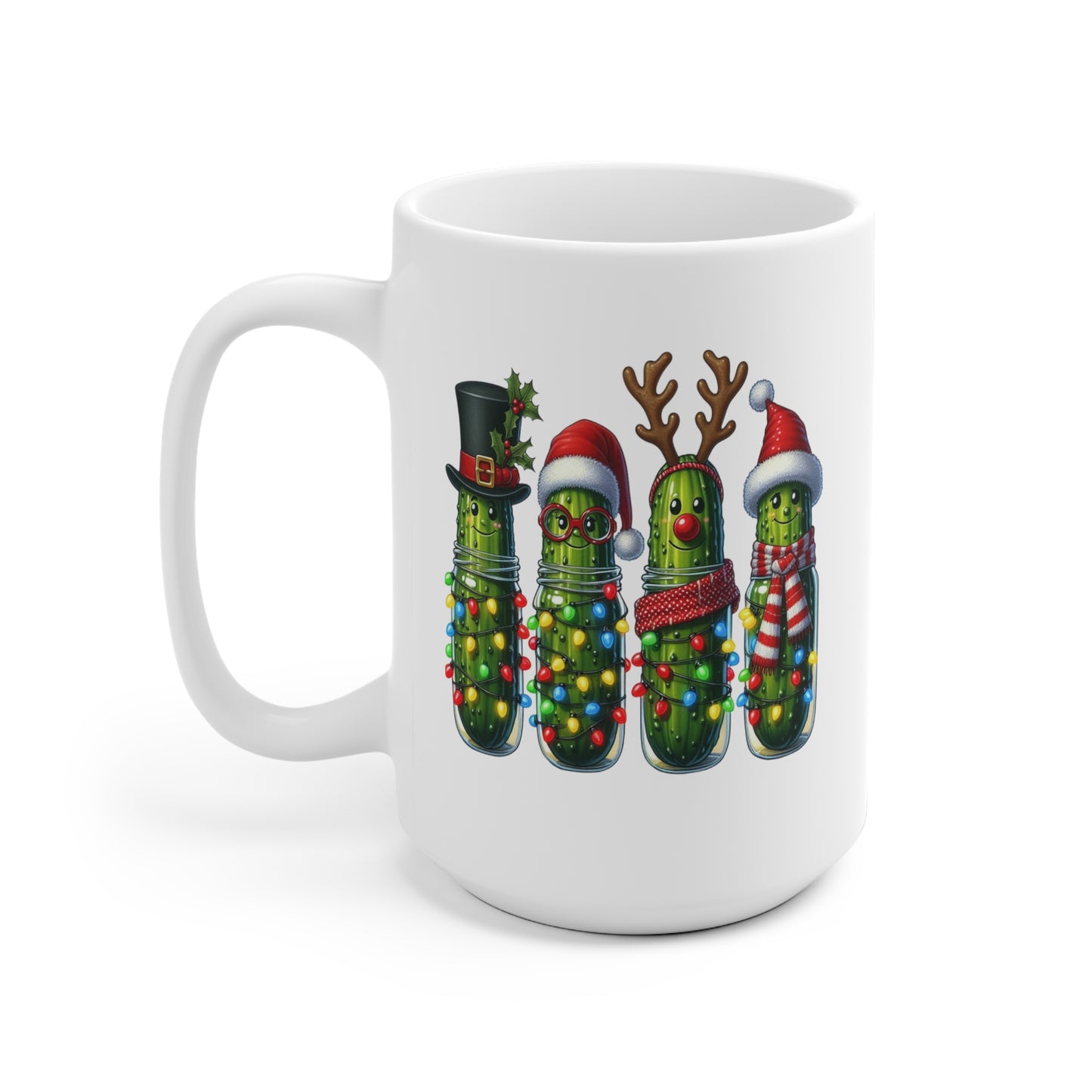 Festive Pickle Mug - Christmas Humor Gift, Holiday Drinkware, Cute Kitchen Decor, Funny Gift for Her, Seasonal Coffee Cup