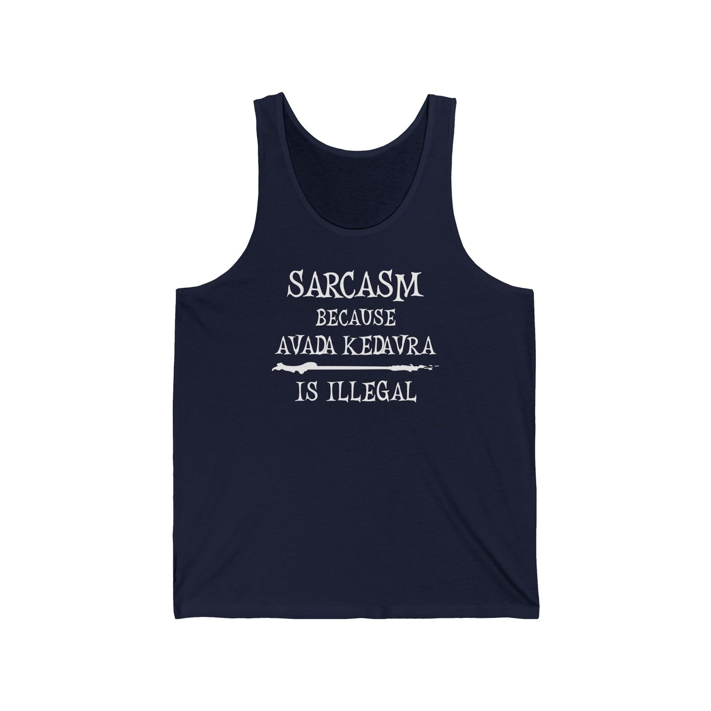 Navy tank top with white text on a white background Sarcasm, Sarcastic Humor, Harry Potter, Potter head, Avada Kedavra
