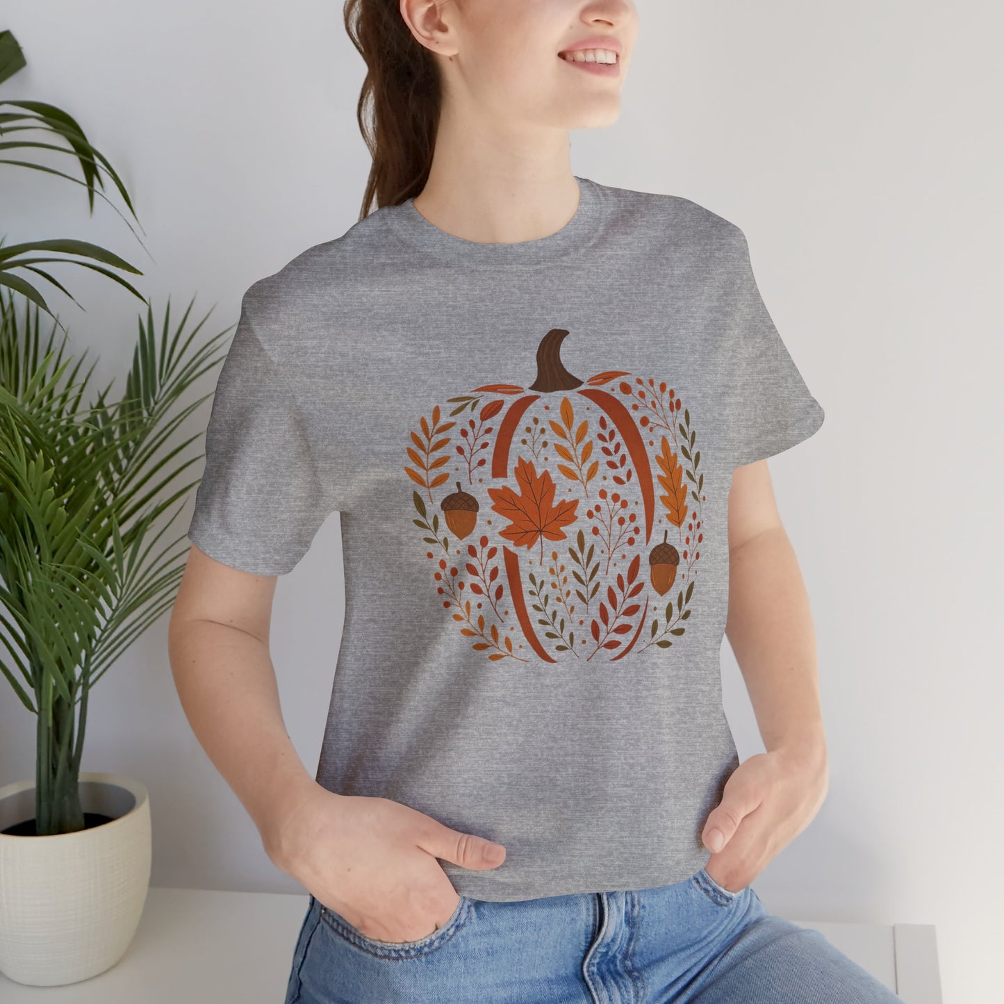 Autumn Pumpkin Tee, Fall Harvest Shirt, Unisex Short Sleeve T-shirt, Thanksgiving Apparel, Cozy Autumn Vibes