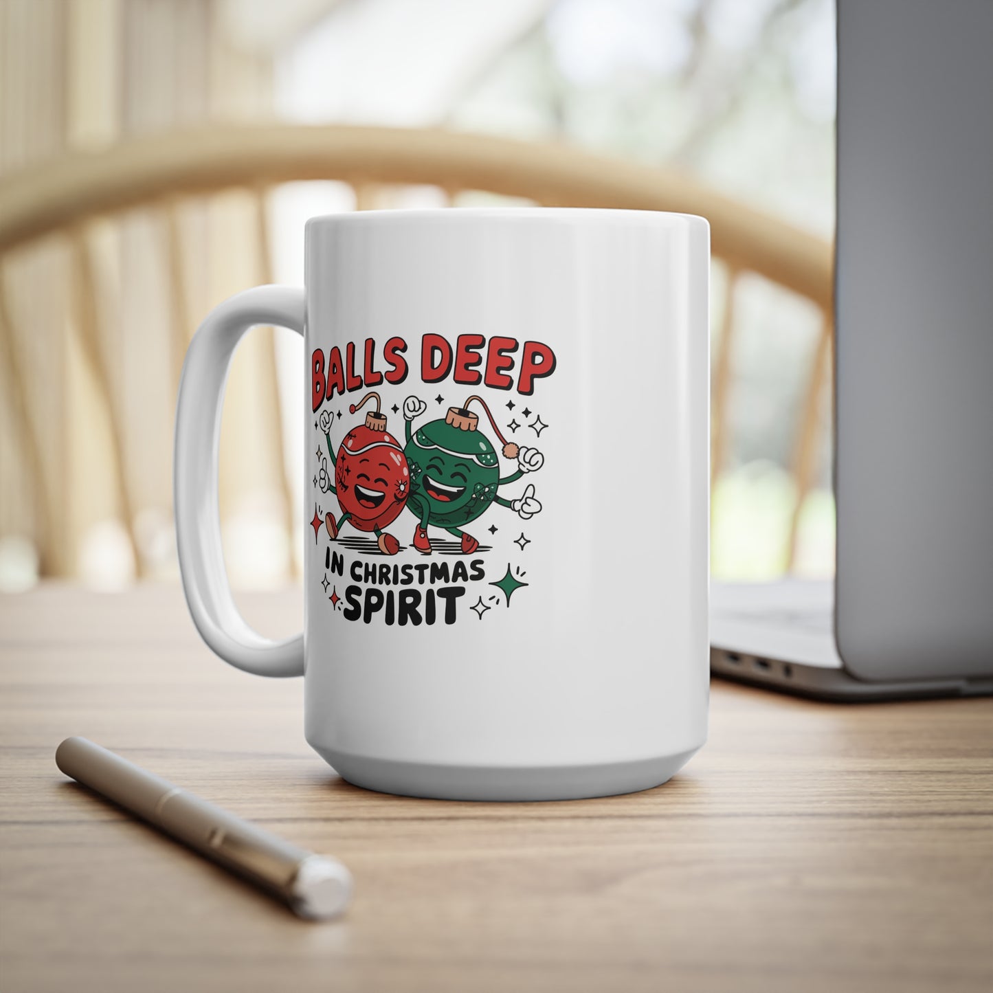 Balls Deep in the Christmas Spirit -Funny Holiday Coffee Mugs, Christmas Gift, Ceramic Cups, Humorous Drinkware, Festive Kitchen Accessories, Unique Gift Idea
