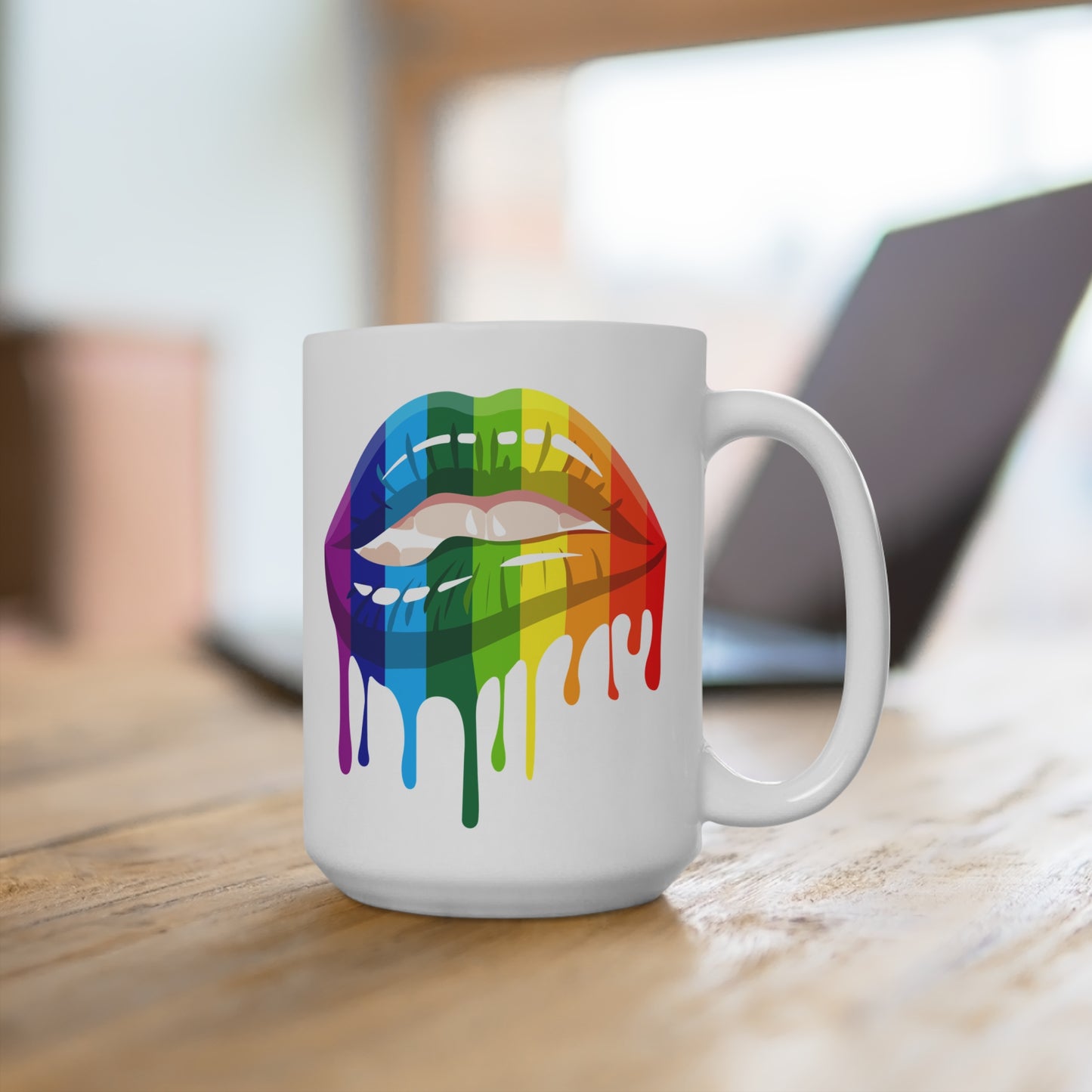 Vibrant Lip Color Ceramic Mug, Rainbow Mug, LGBTQ Pride Gift, Colorful Coffee Cup, Artisanal Drinkware, Unique Gift for Friends