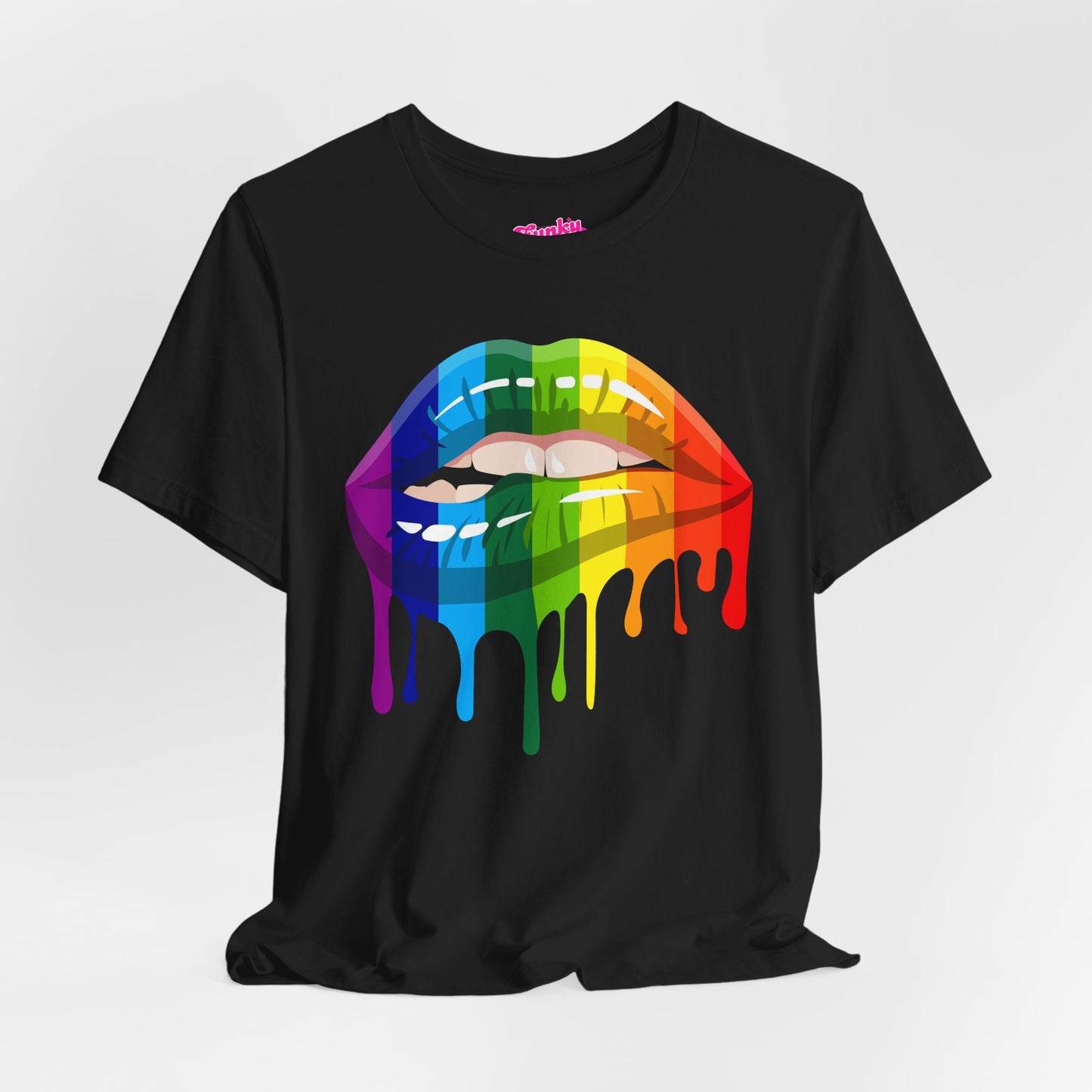 Rainbow Drip Kiss Tee, Pride Shirt, LGBTQ+ Apparel, Unisex Graphic Tee, Casual Wear