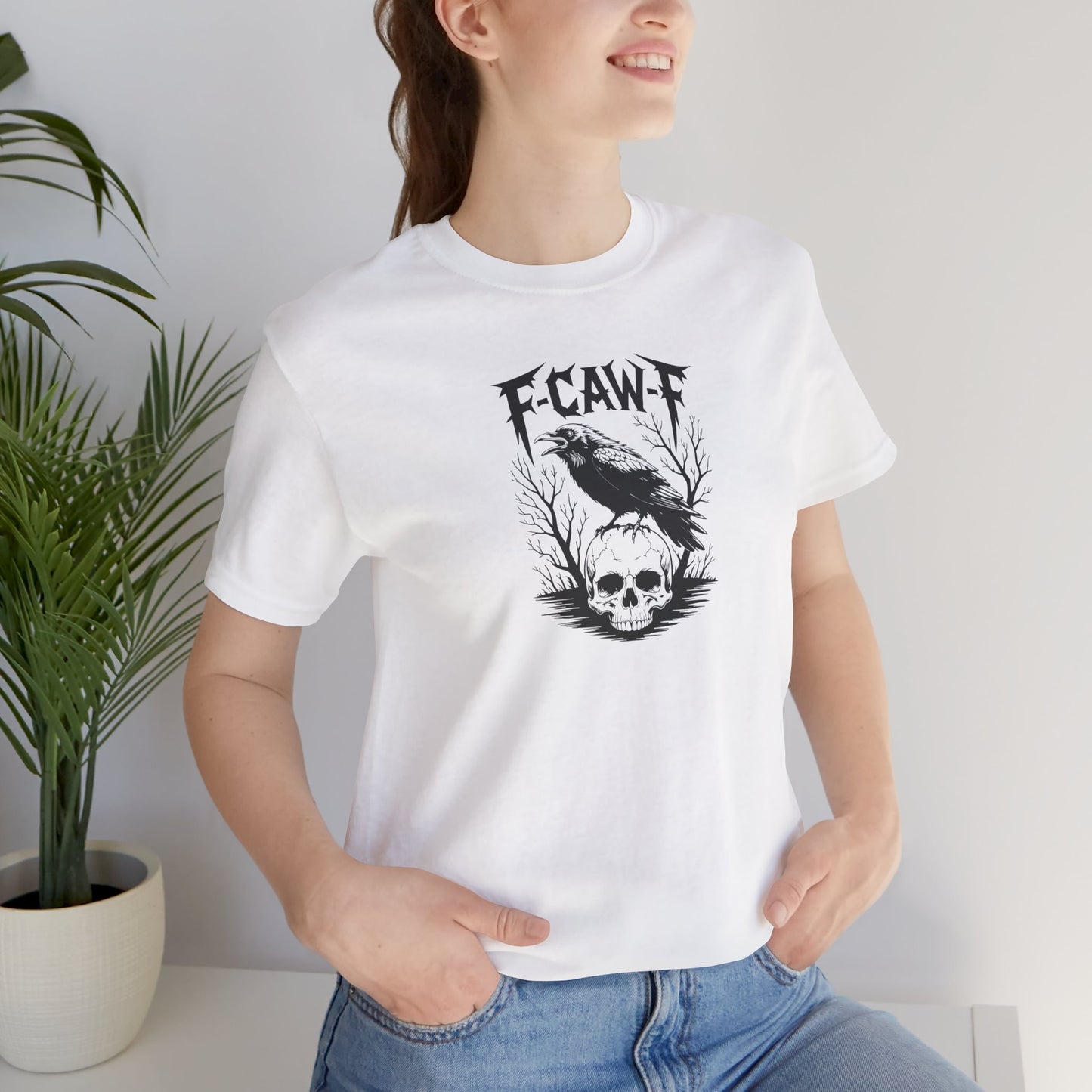 Gothic Graphic Tee, F-CAW-F Skull T-Shirt, Unisex Edgy Shirt, Halloween Gift, Alternative Fashion Wear, Casual Street Style